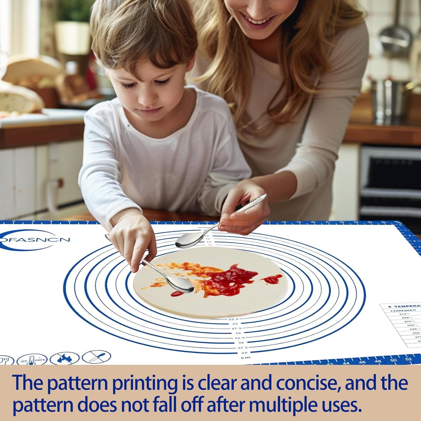 Large Silicone Pastry Mat for Rolling Dough Non Slip Non Stick Silicone Mats for Kitchen Counter 28x20"Blue