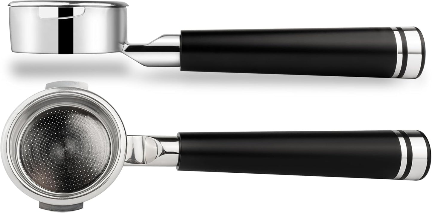 LILQ 58mm Bottomless Naked 2 Ears Portafilter Compatible with Breville Machines– Includes 18–20g Basket (Aluminum Flat, 58mm For Breville)