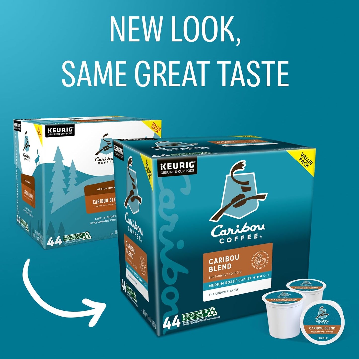 Caribou Coffee Caribou Blend Keurig Single-Serve K-Cup Pod, Medium Roast Coffee, 44 Count(Pack of 1)