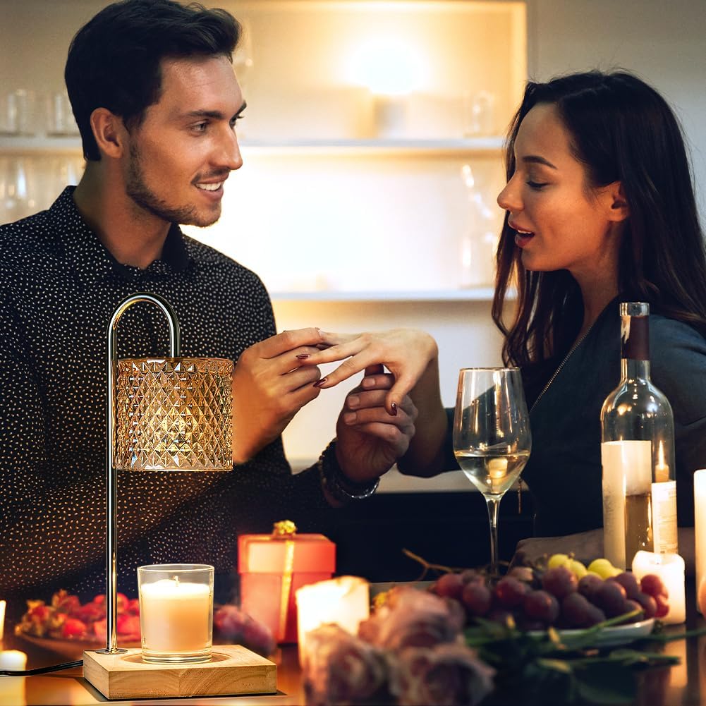 Lamp Candle Warmer with Timer, House Warming Gifts New Home, Candle Wax Warmer, Aesthetic Room Home Bedroom Decor, Amber Lozenge Diamond