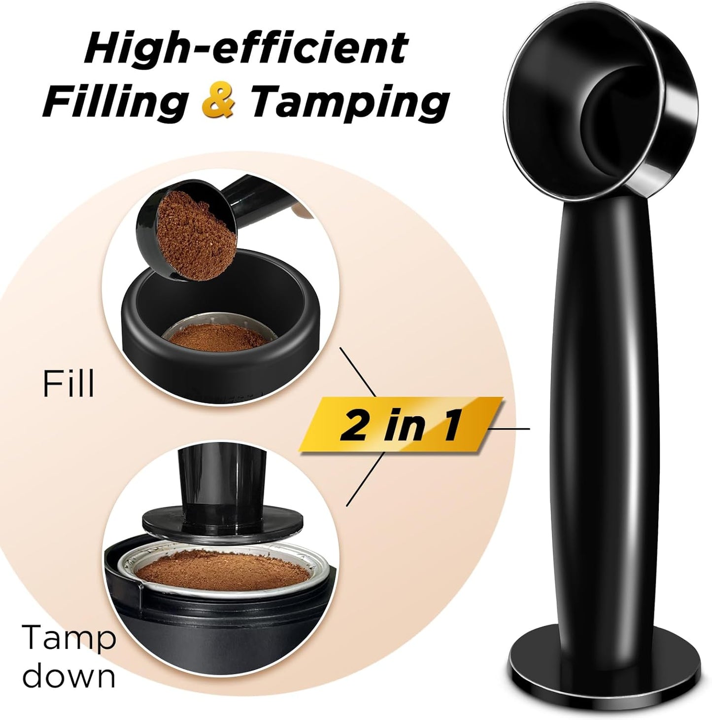 CAPMESSO Reusable Vertuoline Pod Refill Kit, 2024 Innovative for Faster Seal Reusable Vertuoline Pods with Fill & Press Brush,50pcs Aluminum Lids for Vertuoline Pod (50 Lids+1 Holder+1 Scoop)-NO PODS