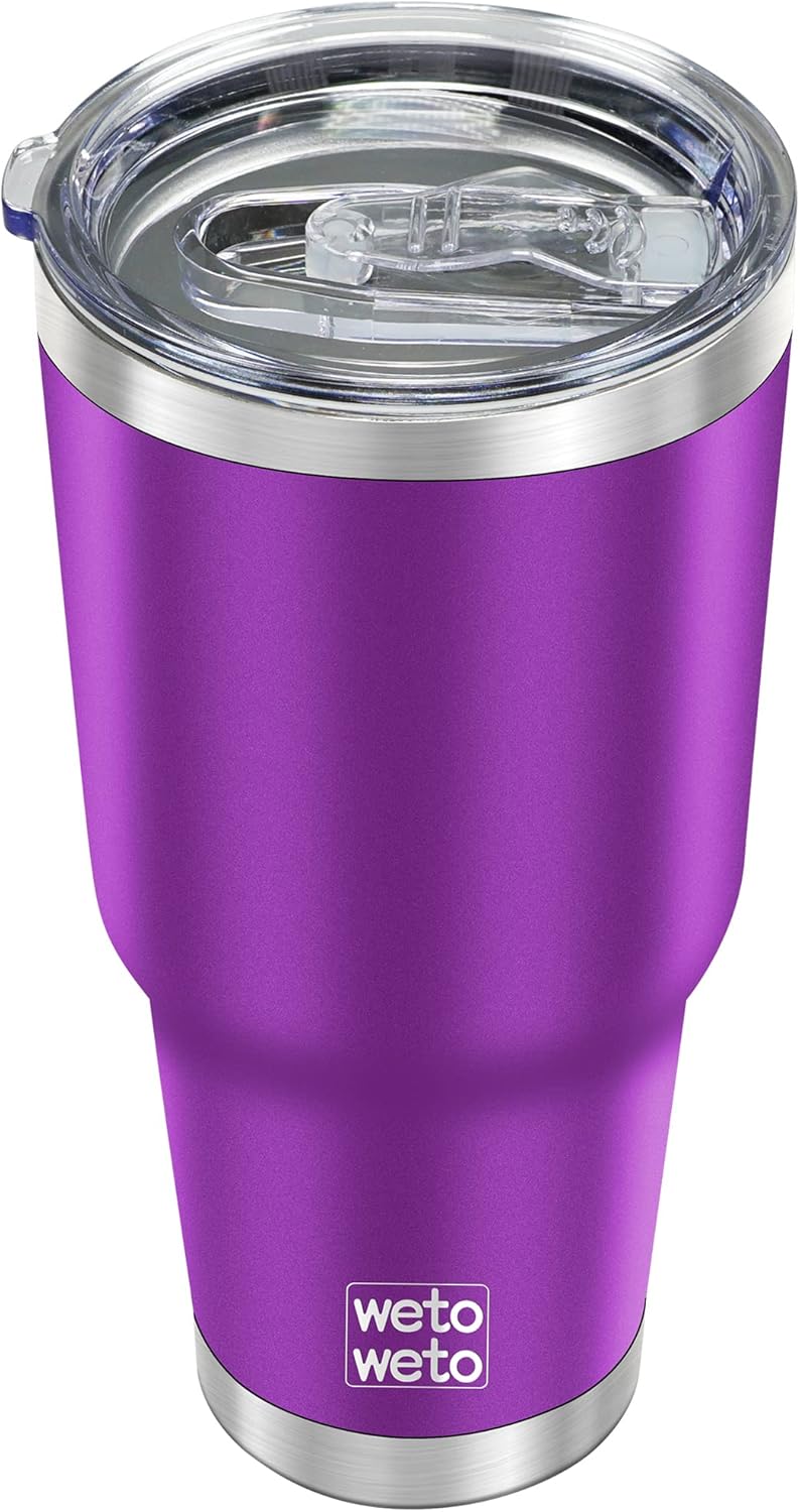 WETOWETO 30oz Tumbler, Stainless Steel Vacuum Insulated Water Coffee Tumbler Cup, Double Wall Powder Coated Spill-Proof Travel Mug Thermal Cup for Home Outdoor (Purple, 1 Pack)
