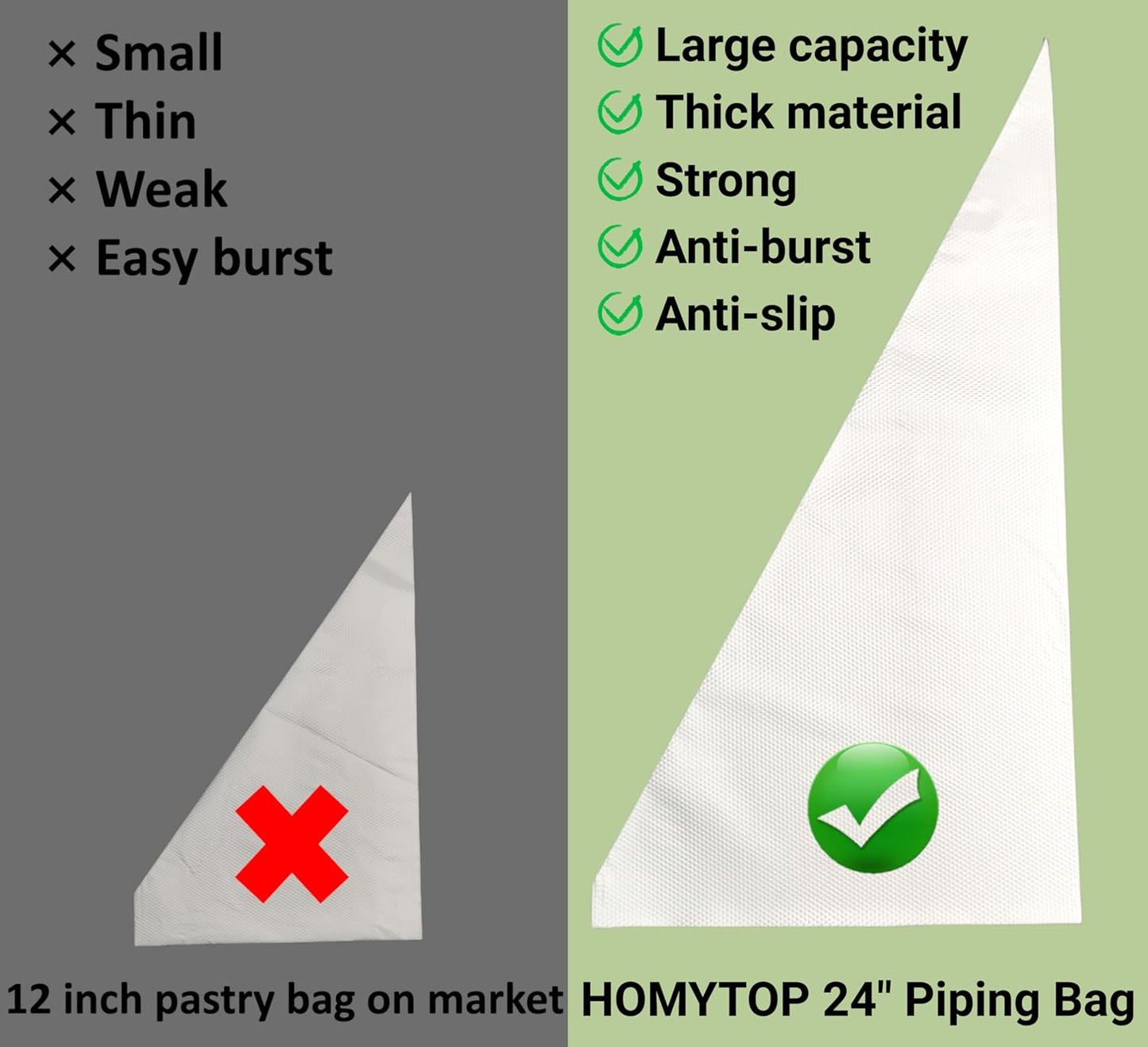 Extra Large Piping Bags 24 Inch - 100Pack Disposable Pastry Bags - Thick Anti-Burst Pastry Icing Frosting Piping Bags For Decorating Cupcakes Cakes Cookies (Extra Large 24 Inch-100 Pack)