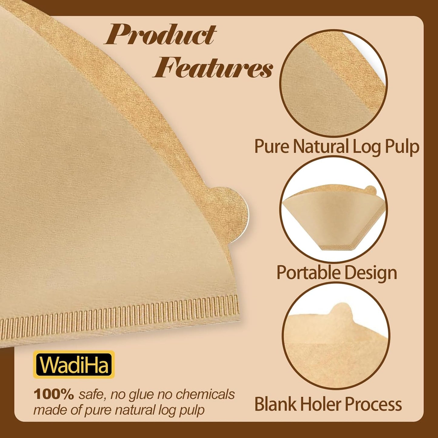 Disposable Coffee Paper Filters, 160 Pcs #4 Cone Coffee Filter 8-12 Cup (Natural Unbleached) for Ninja Coffee Maker