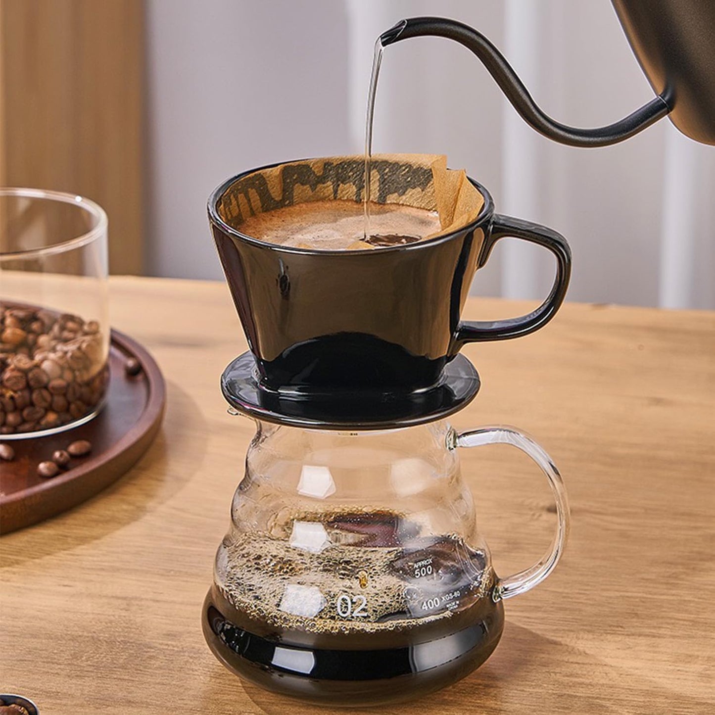 Pour Over Coffee Maker, Single Cup Coffee Dripper, Manual Porcelain Slow Brewing Accessories for Travel, Camping, Office, Home, Cafe, Coffee Gifts (White, Medium)