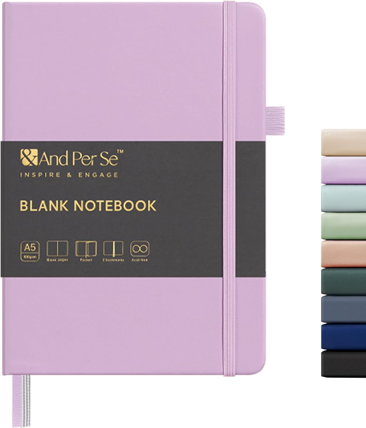 &And Per Se Blank Journal Notebook, 160 Pages, 5.7 x 8 inches College Ruled Thick Paper Notebook Journals for Writing, Hardcover Notebook(1 Pack, Lavender)