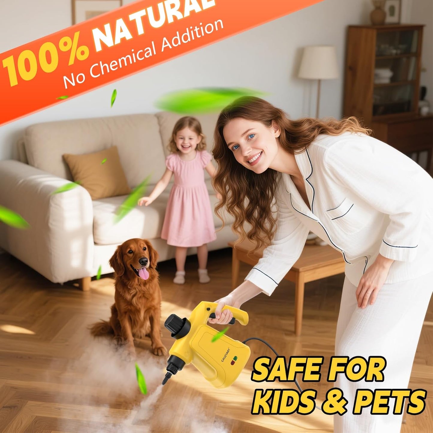 Steam Cleaner for Home, Cauzyart Pressurized HandHeld Steamer for Cleaning with 11pcs Accessories and Safety Lock, Multi-Purpose Steamer for Bathroom,Tile, Window and Car