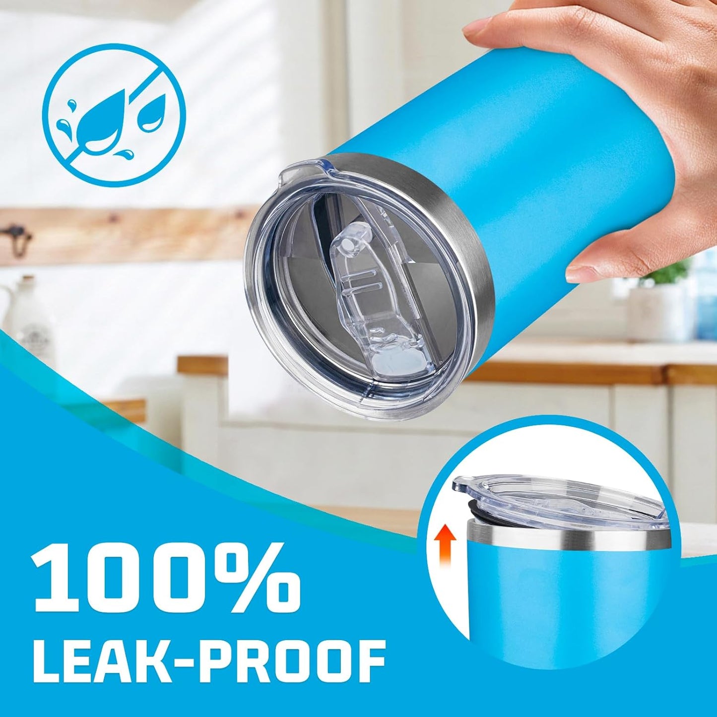 20oz Tumbler with Lid Double Wall Vacuum Insulated Travel Coffee Mug Stainless Steel Thermal Cup Powder Coated Sturdy Coffee Tumbler for Hot and Cold Beverage (Baby blue,1)