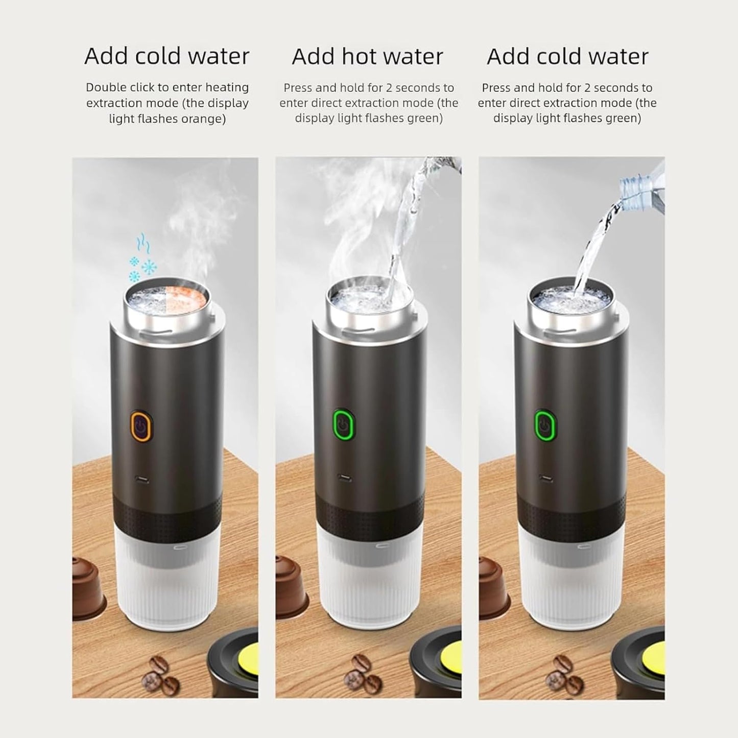 Esprova Portable Espresso Machine, Portable Electric Coffee Maker for Travel Camping, 3-in-1 Self-Heating Espresso Maker, Compatible with Ground Coffee and Capsules, Compact Lightweight (Grey)