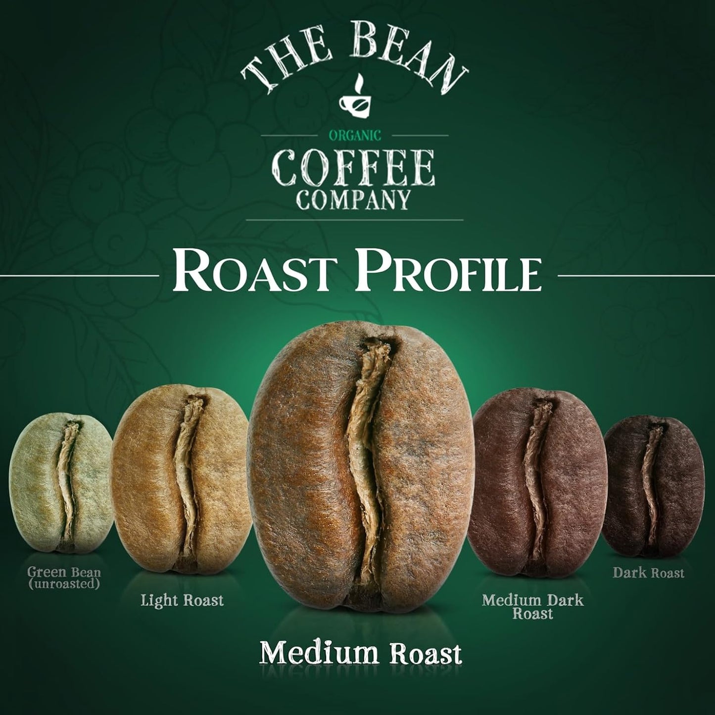 The Bean Organic Coffee Company House Blend, Medium Roast, Ground Coffee, 16-Ounce Bag, Café molido tostado orgánico