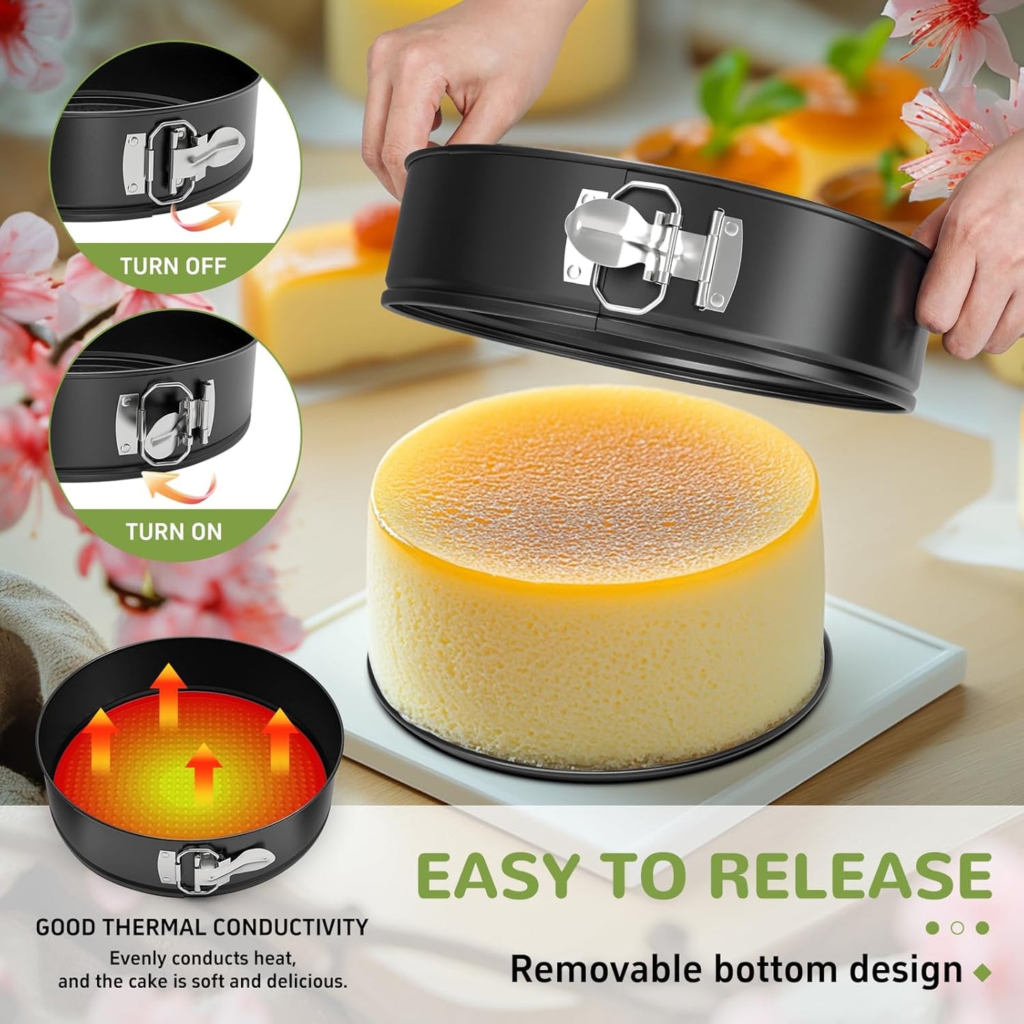 7 Inch Springform Pan with Removable Bottom, Non-stick Round Spring Form Cake Mold Cheesecake Pan For Baking