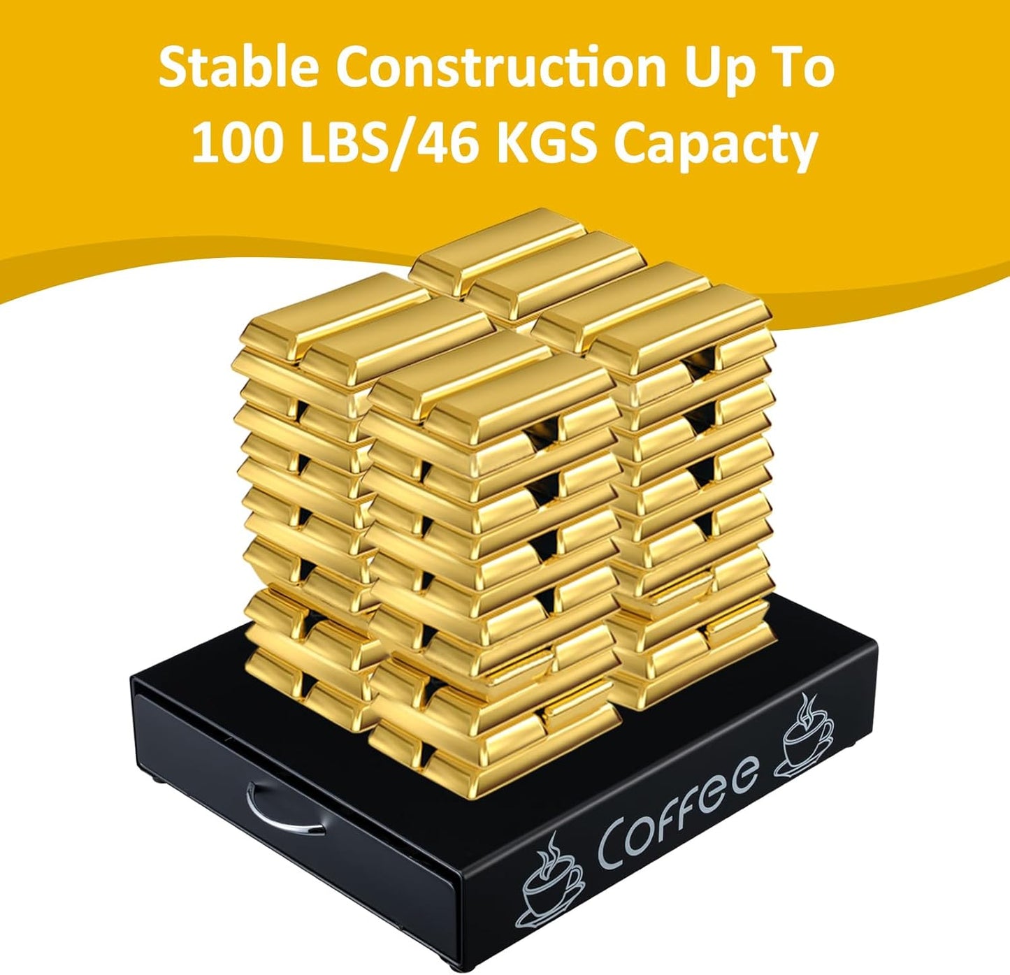 Rice rat Nespresso Pod Holder Pod Drawer Cabinet Pod Storage Rack For Counter,13'' Wide by 16.5'' Deep by 3.5'' High (50 Pods)