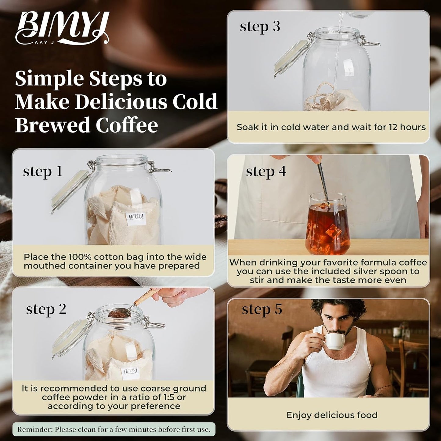 Reusable Cold Brew Bags & Cold Brew Coffee Bags Reusable - for Toddy Systems | 12.8 Inch Large 100% Natural Organic Cotton Cold Brew Filter Bags 2-Pack + 2 Bonus 304 Silver Spoons