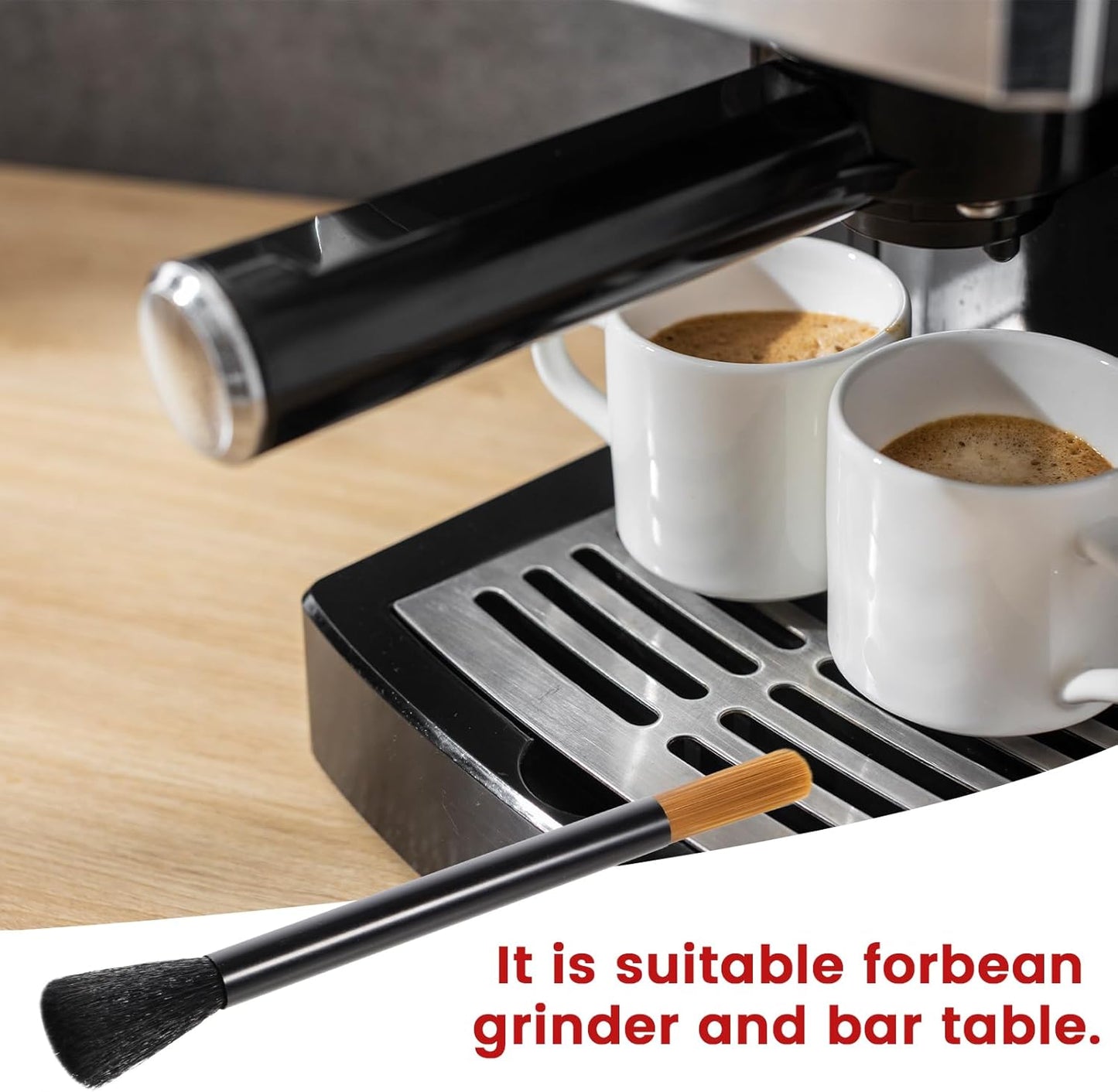 Giantree Dual Head Coffee Brush, Coffee Grinder Brush, Dusting Espresso Brush Coffee Grinder Cleaner, Barista Tools for Coffee Machine Toaster Cleaning(Black)