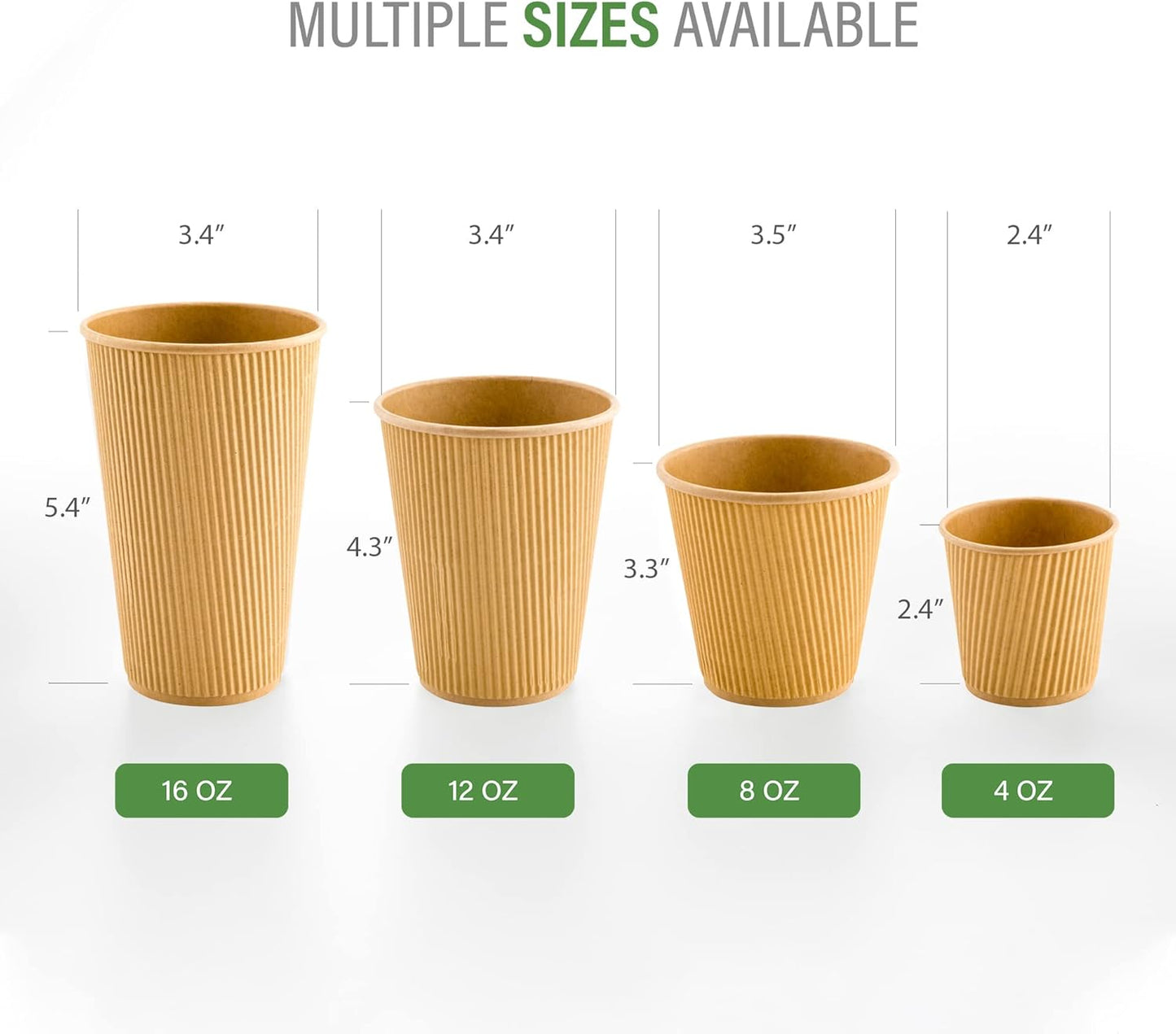 Restaurantware 16 Ounce Ripple Wall Disposable Coffee Cups, 500 Insulated Kraft Paper Tumblerss with Rolled Rim Design, Lids Sold Separately for Hot Drinks like Tea, Hot Chocolate and More