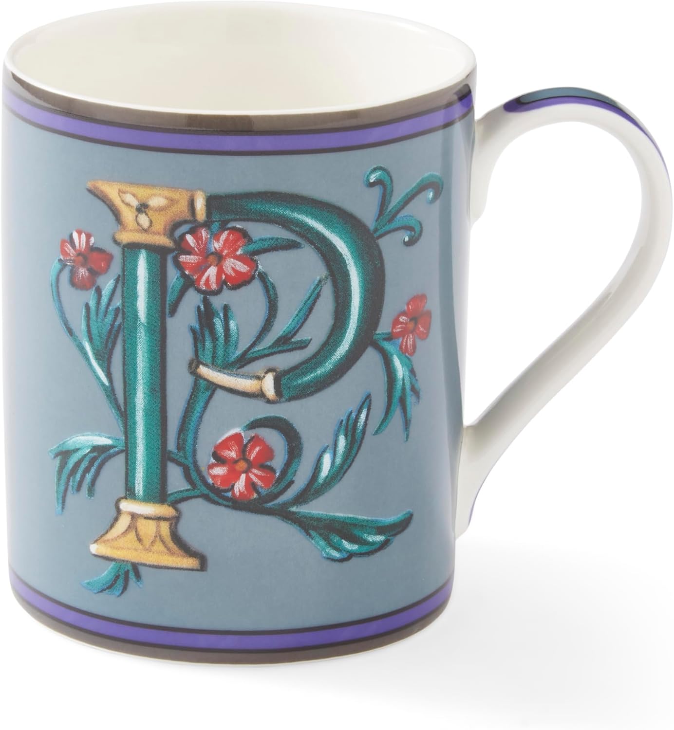 Spode Kit Kemp Alphabet Mug - Letter P Monogram in Fine China, 12oz Ceramic Coffee Cup for Hot Drinks, Personalized Drinkware for Unique Gifts, Dishwasher Safe Tea or Coffee Mug - Gift Box Included