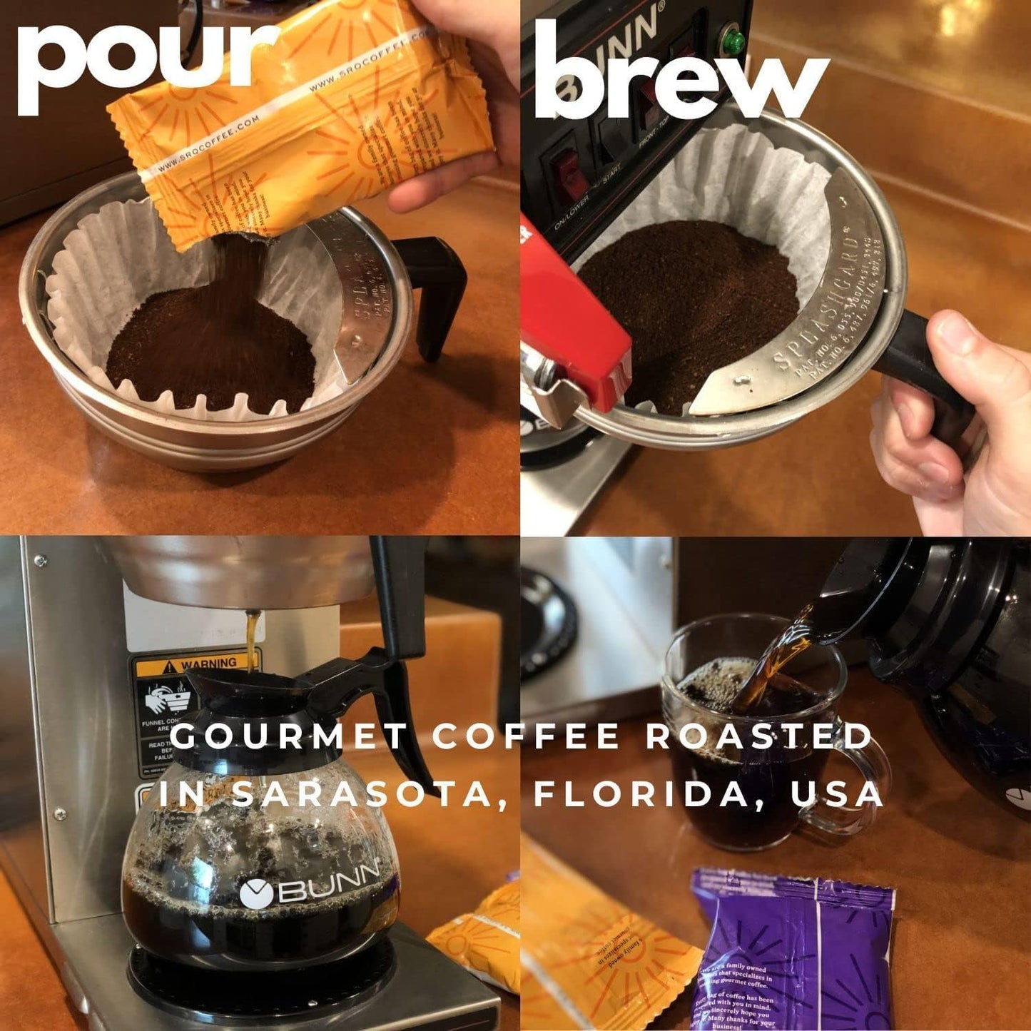 Sarasota Coffee Flavored Ground Packets | Southern Texas Butter Pecan | Gourmet Medium Roast Bulk Coffee Packs | Low Acid Mold Free Individual Pouches for 12 Cup | 2.5 Ounce Bags, 36 Count