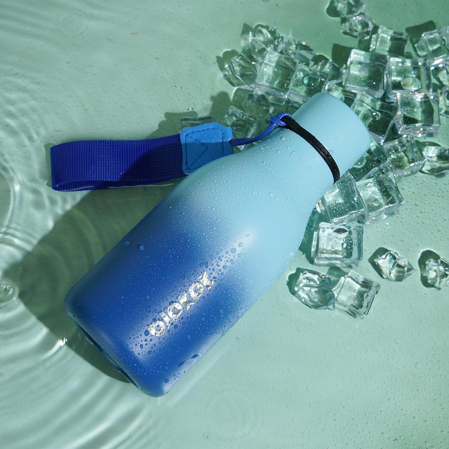 BJPKPK Insulated Water Bottles, 12oz Stainless Steel Metal Water Bottle with Strap, BPA Free Leak Proof Thermos, Mugs, Flasks, Reusable Water Bottle for Sports & Travel, Ocean Dream