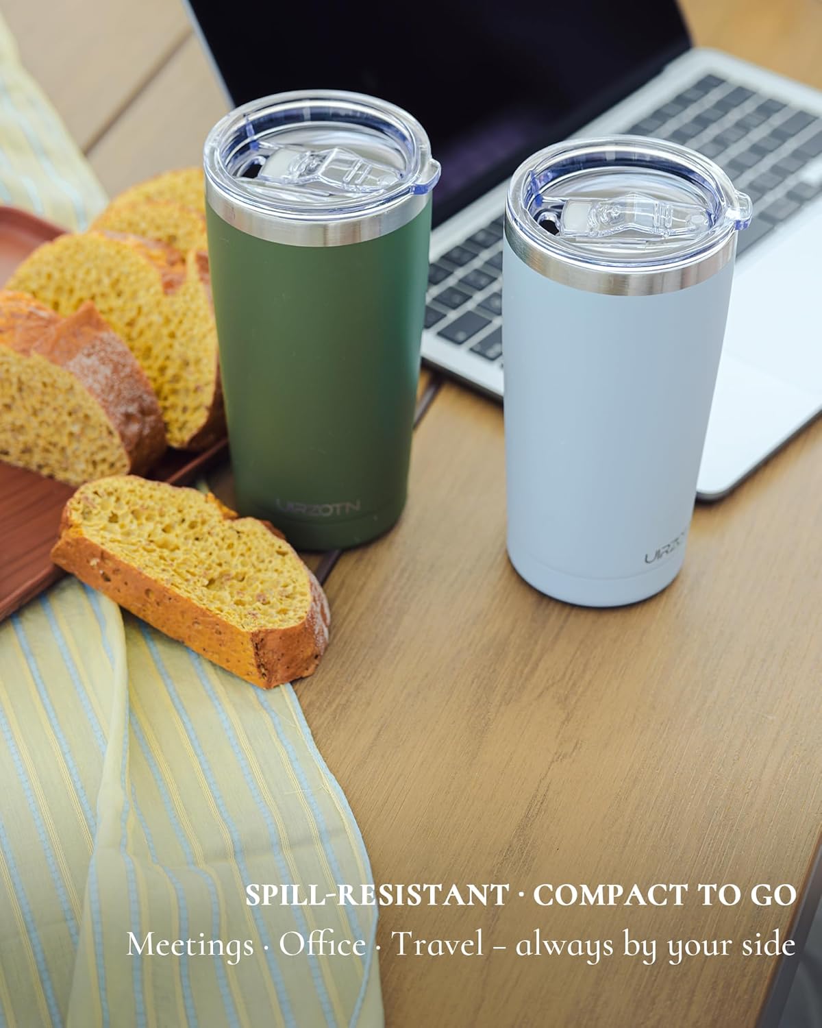 Travel Coffee Tumbler 20oz, Leakproof Travel Coffee Mug with Lid and Straw, Stainless Steel Double Wall Vacuum Insulated Tumbler for Hot/Iced Drinks (Textured Matte, Light Blue)