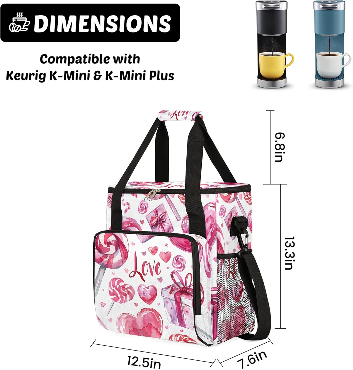 Coffee Maker Travel Bag Compatible with Keurig K-Mini, K-Mini Plus, Nespresso Vertuo or Other Accessories, Portable Coffee Maker Case with Shoulder Strap for Travel(Bag Only)