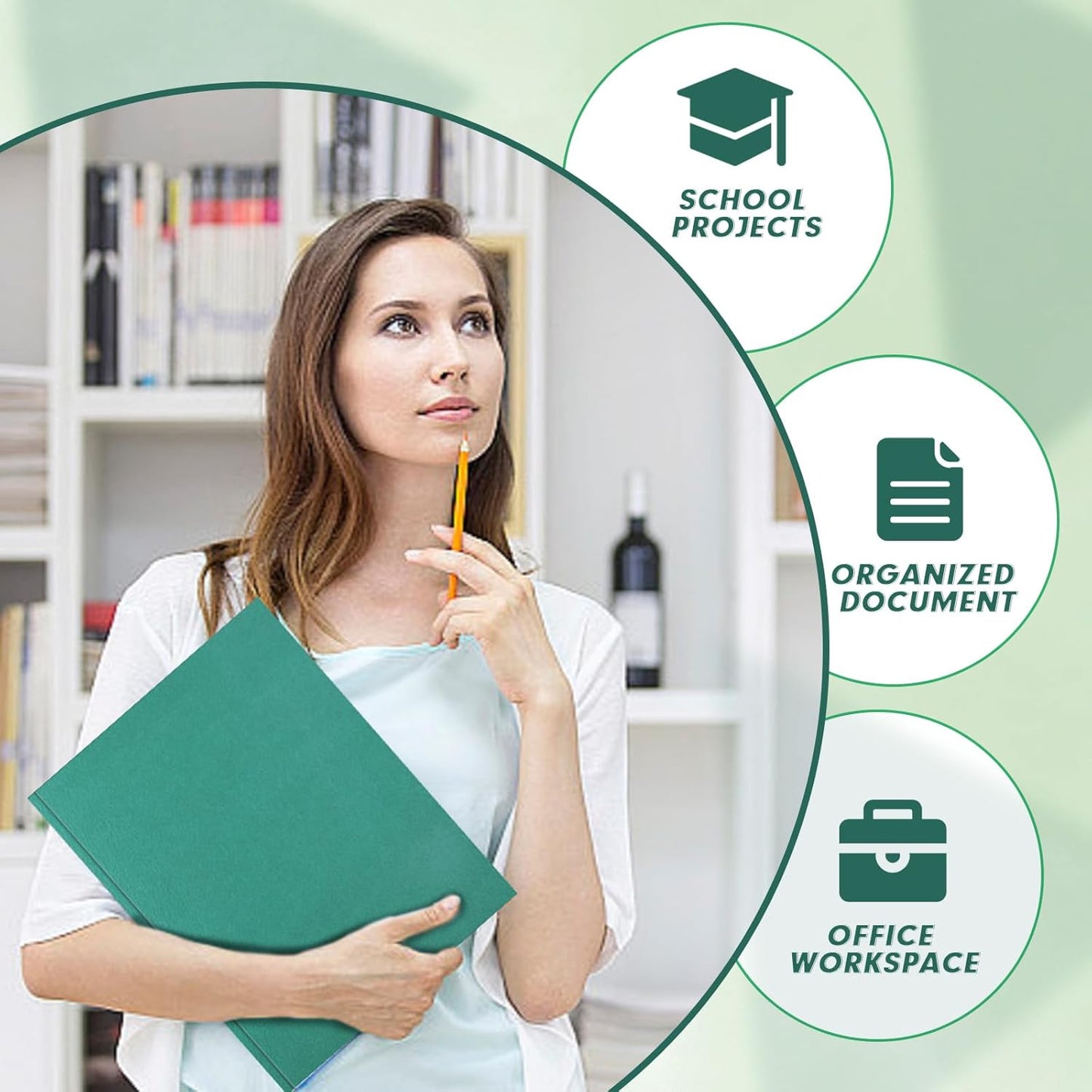 Two Pocket Folders, PANDRI 100 Pack Two Pocket Folders with Prongs, 2 Pocket 3 Prong Folders Designed for Office and Classroom, Letter Size Assorted 5 Colors