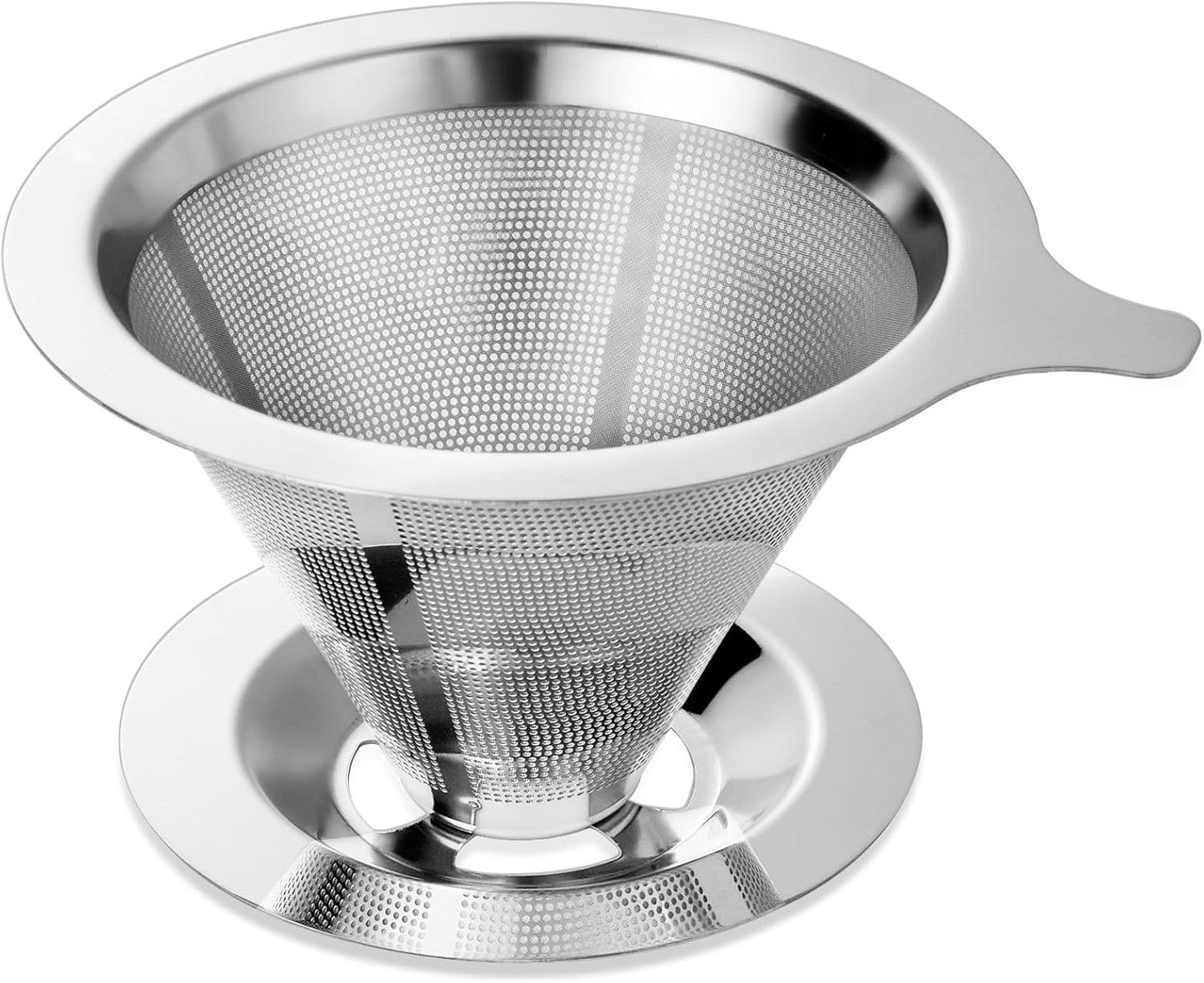 Upgraded Pour Over Coffee Filter, Coffee Dripper, Paperless Mess Stainless Steel Coffee Filter, Maker One to Two Cup, Keeping Nature Coffee Flavour, Easy to Use and Clean (Large)