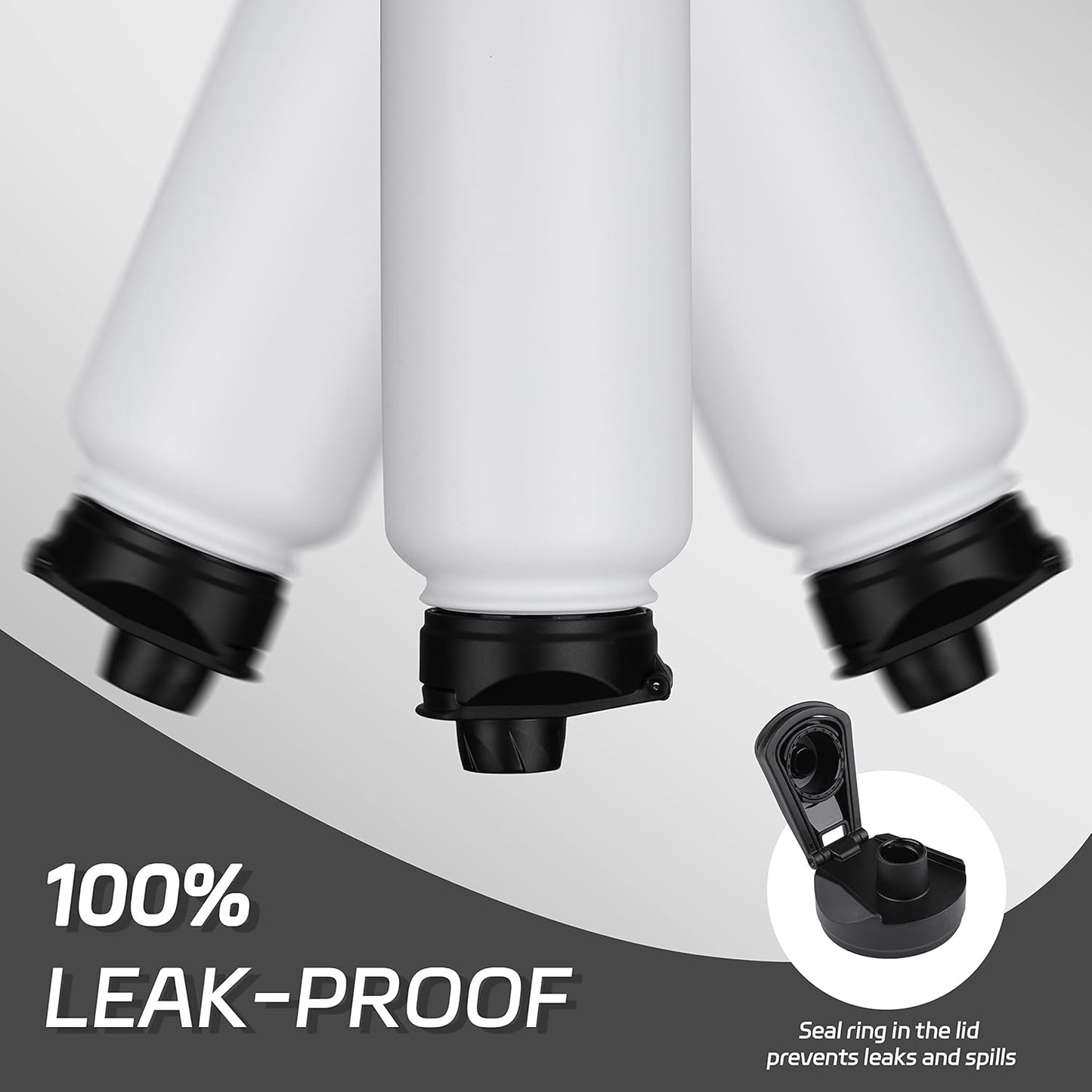 HASLE OUTFITTERS 40oz Stainless Steel Water Bottle, Vacuum Insulated Double Walled Leak Proof Sports Water Bottle with 2 Lids (Straw and Spout Lid) Thermo Mug Keep Cold and Hot(White,1)