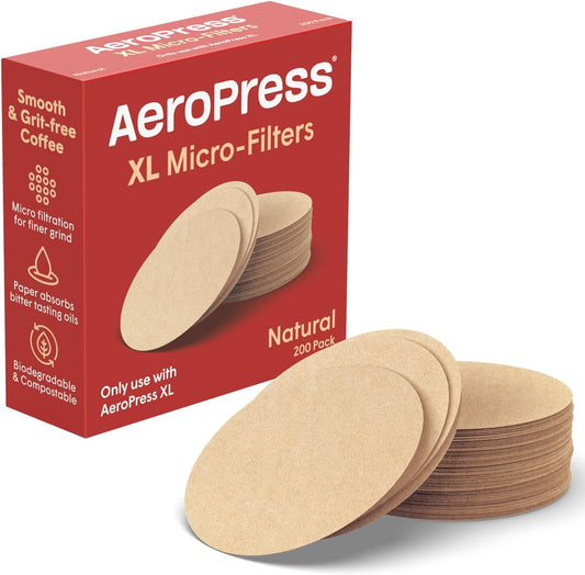 AeroPress XL Natural Paper Microfilters, AeroPress Coffee Filters, Unbleached Round Paper Filters for Coffee Makers, Must-Have Coffee Accessories, XL, 1 Pack, 200 Count
