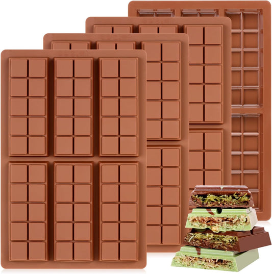 Chocolate Molds - Non-Stick Chocolate Mold, Food Grade Silicone Chocolate Bar Mold for Baking, Candy, Chocolate Snacks,DIY Homemade - Set of 4