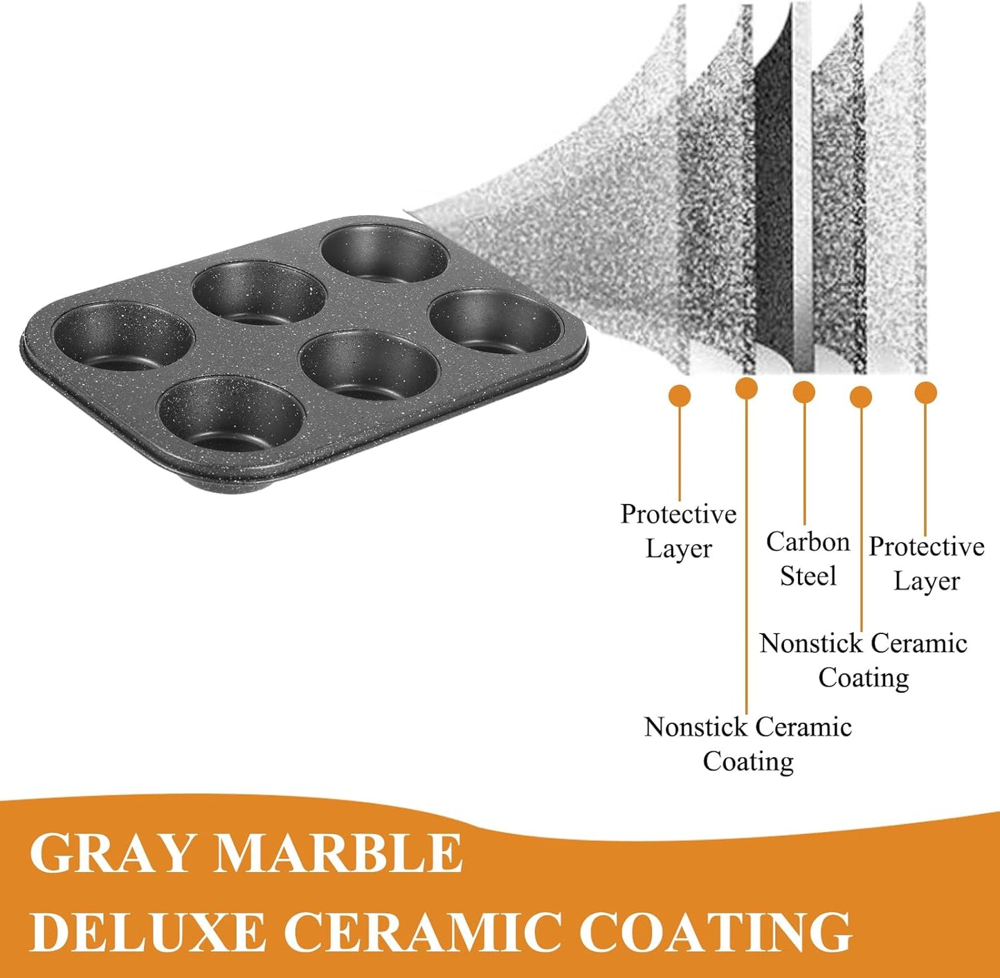 Muffin Cupcake Pan, Muffin Tins Nonstick 6, Muffin Top Cookie Cheese Cake Pan for Baking, Toast Oven Baking Supplies Small Cake Pans Muffin Cups Non Stick