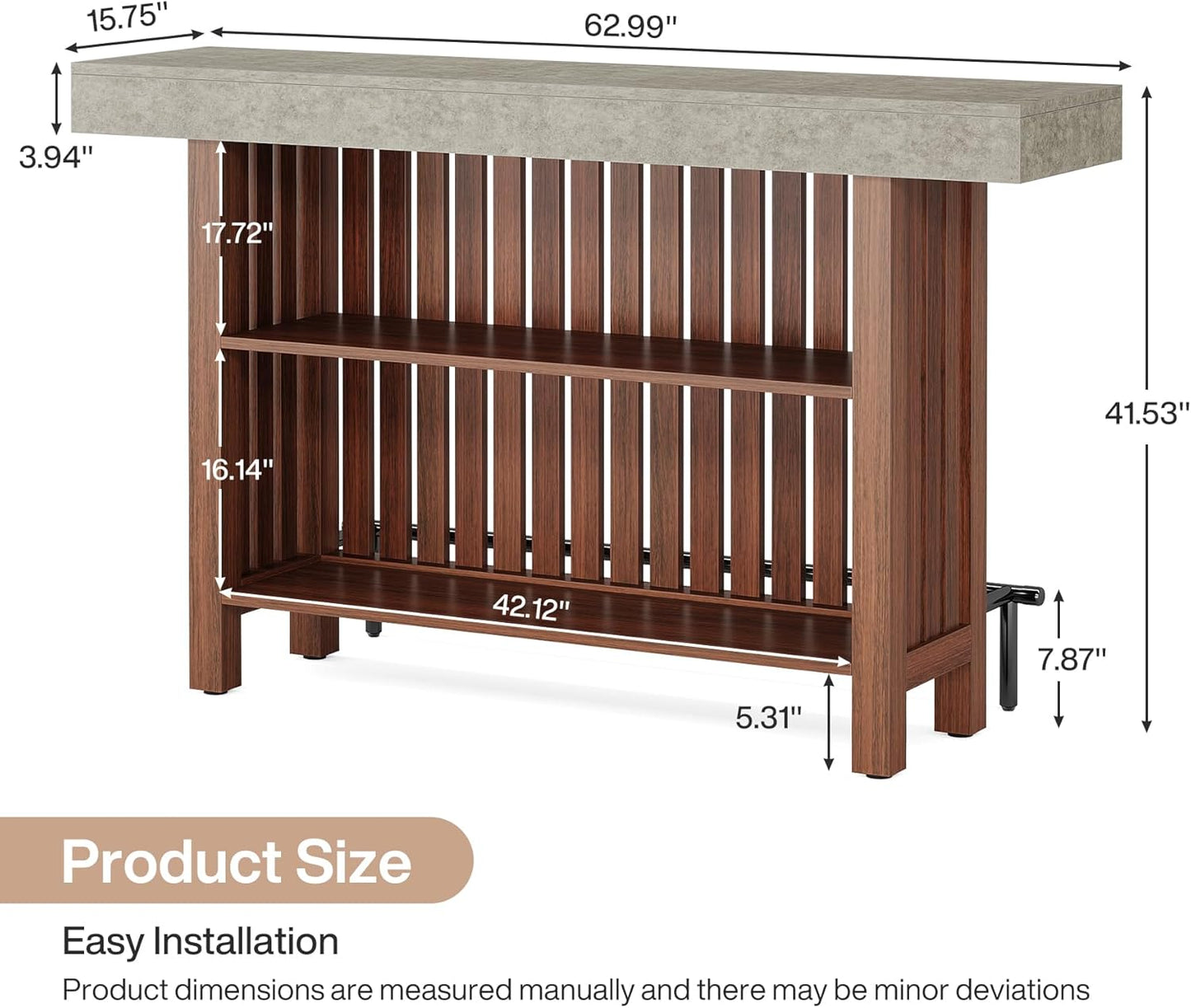 Tribesigns 63-Inch Large Home Bar Unit, 2-Tier Kitchen Island Mini Bar Height Pub Table with Footrest, Modern Coffee Bar Cabinet for Dining Room, Bistro, Living Room