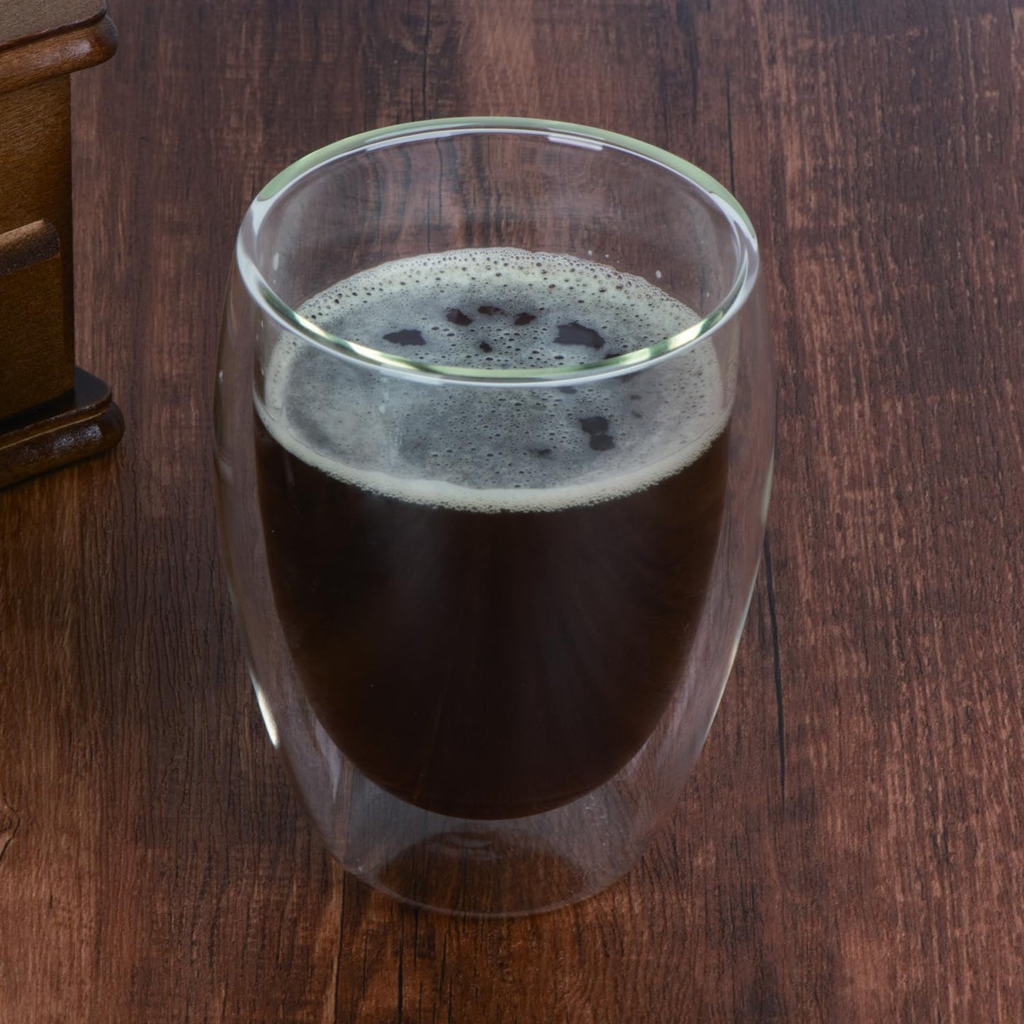 Glass Coffee Mugs Set of 2, Double Walled Clear Coffee Cups 12oz, Clear Latte Espresso Mugs for Milk Juice, Clear Glass Cappuccino Cup Glassware Gift for Christmas Birthday