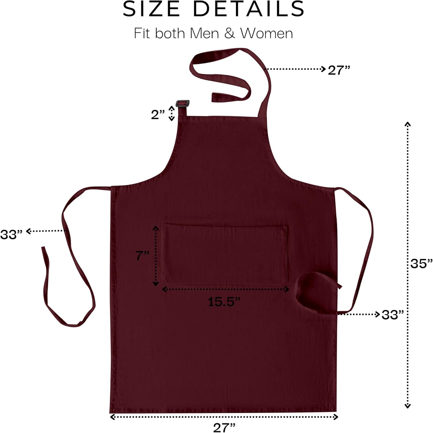 RAJRANG 100% Cotton Cooking Apron with 3 Pockets Kitchen Chef BBQ Adjustable Bib Aprons for Women Men
