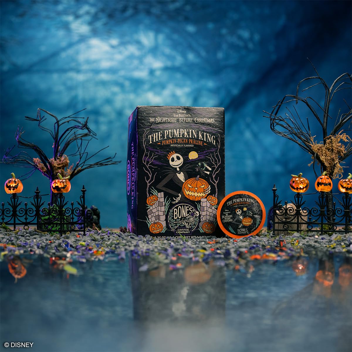 Bones Coffee Company Pumpkin King, Pumpkin Pecan Praline Flavored Coffee Pods, Low Acid Medium Roast Single-Serve Bones Cups for K-Cups Coffee Maker from The Nightmare Before Christmas, 12 Count