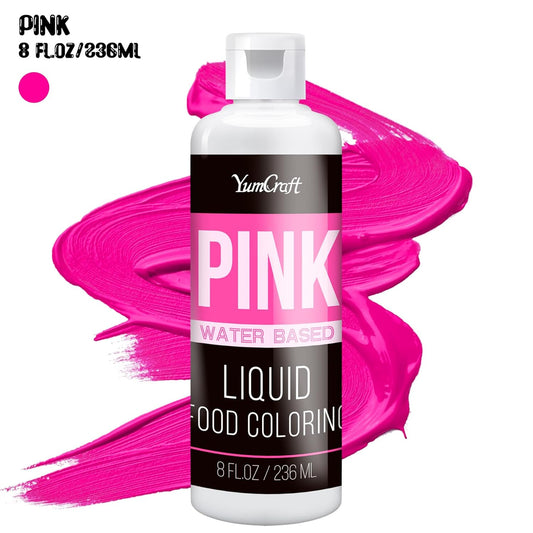 Food Coloring Liquid - Vibrant Color Food Coloring for Cake Decorating, Baking, Easter Egg, Icing - Tasteless Food Color Dye for Fondant, Cooking, Slime, Airbrush (Pink, 8 Fl.oz)