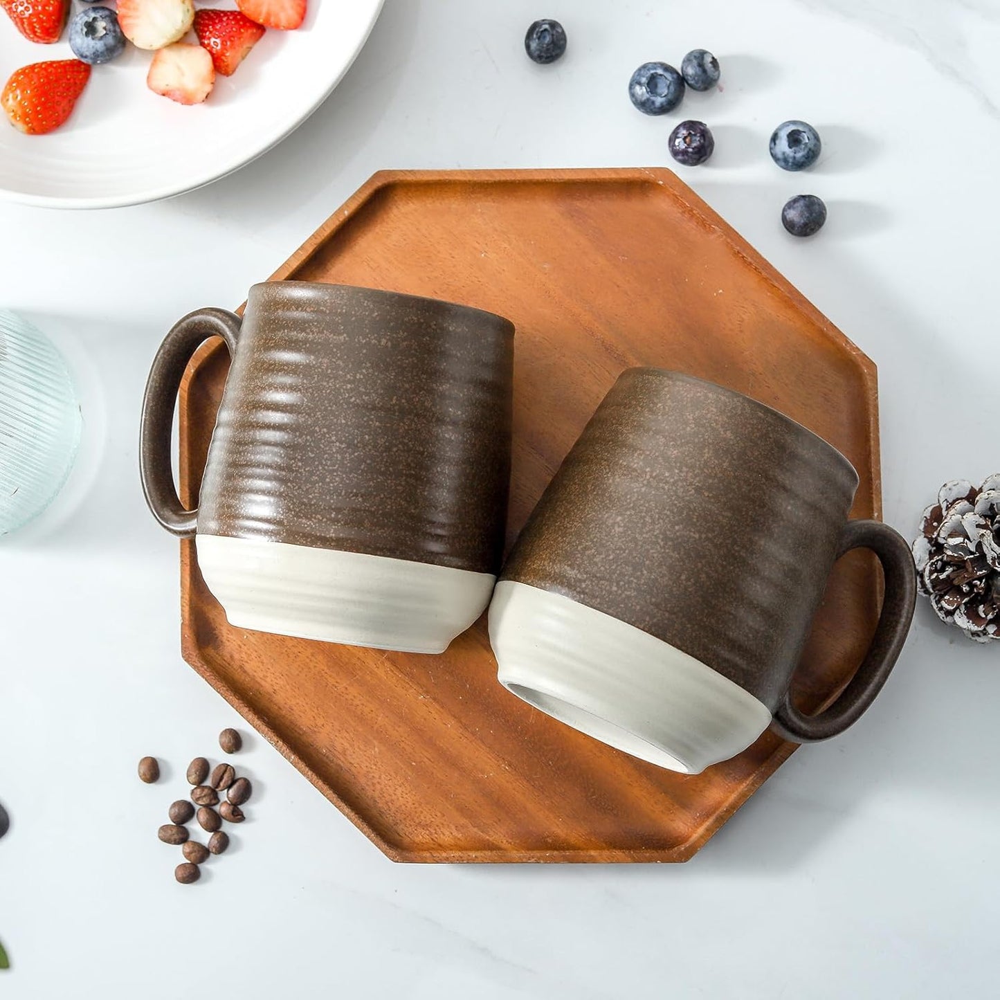 Hasense 20 oz Coffee Mugs, Large Tea Cups with Comfortable Handle Set of 2, Perfect for Coffee, Latte, Hot Cocoa, Dishwasher and Microwave Safe, Brown