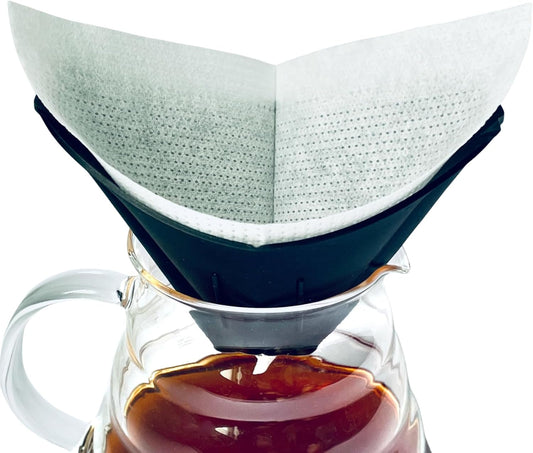 Pour-over Coffee Set Fit for 1-2 Cup Coffee Brewing at Home/Outdoors, Includes 1 Two-way Dripper & 80 Disposable Fabric Coffee Filters, Flip-and-use Dripper with Cone & Trapezoid Shape