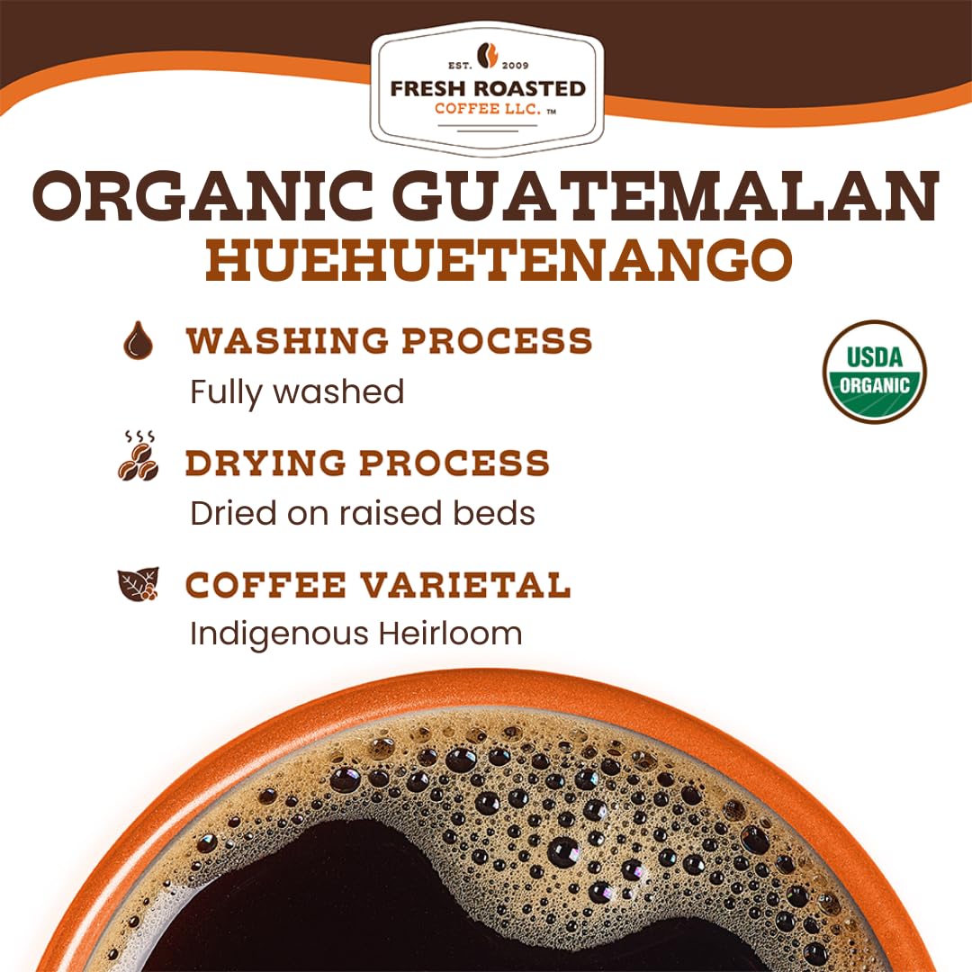 Fresh Roasted Coffee, Organic Guatemala | Single Origin, USDA Organic, Mold & Myco 3rd Party Tested, Kosher | 24 Pods for K Cup Brewers