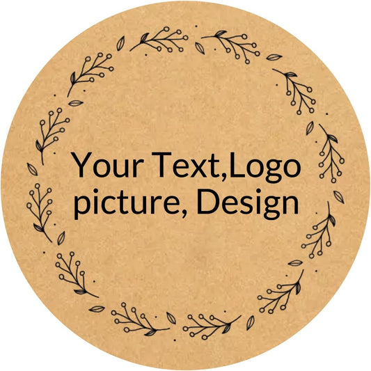 Custom Stickers Kraft Paper Labels Personalized Withe Text, Business Logo Customized Food Jars Labels Bakery Label Sticker Package Favor Canning Circle 100pcs (Style 2)