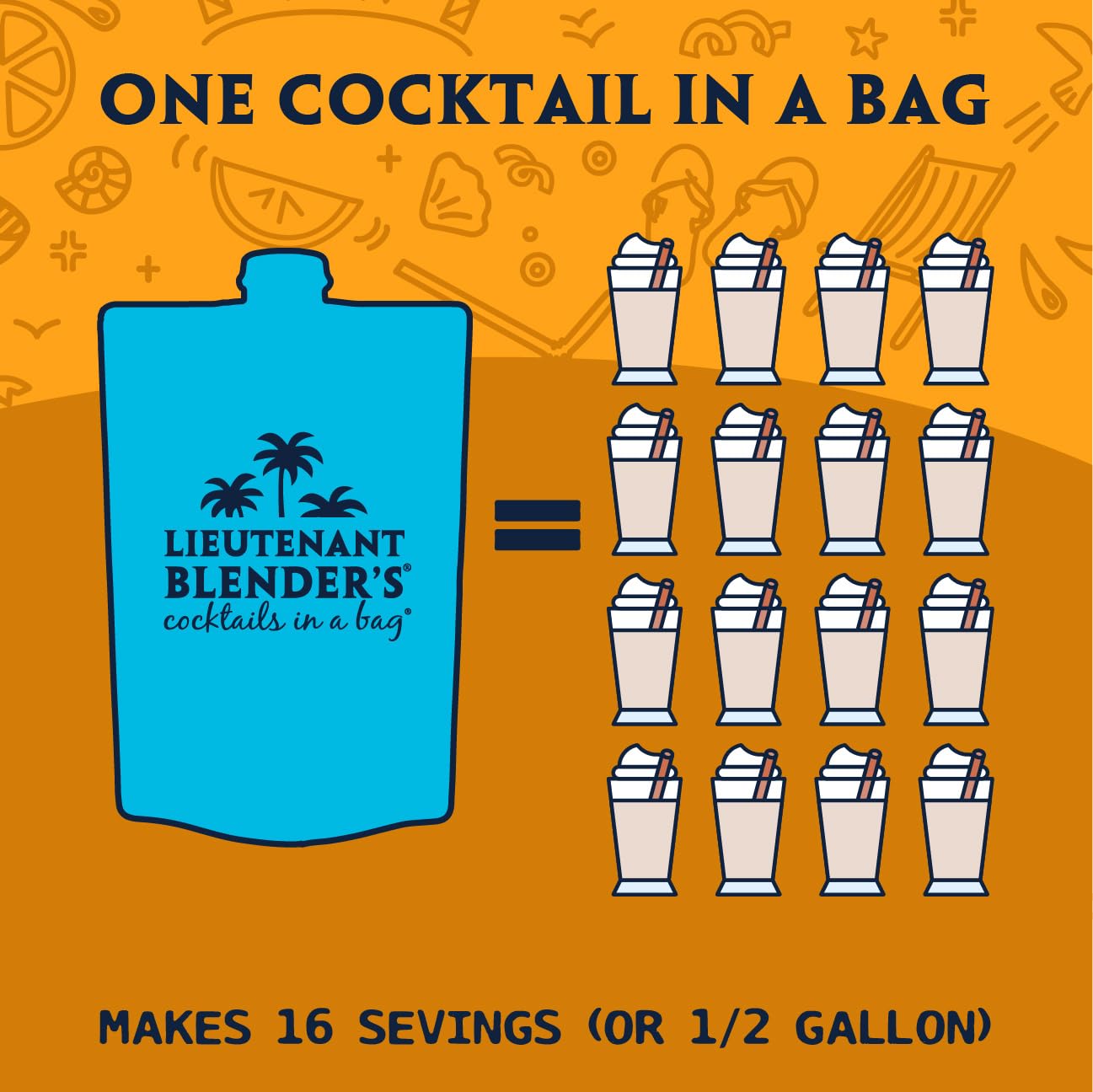 Lt. Blender's Pumpkin Spice in a Bag Cocktail Mixer - Each Bag Makes 1/2 Gallon of Cocktails - Add Alcohol or make as a Mocktail (Pack of 1)