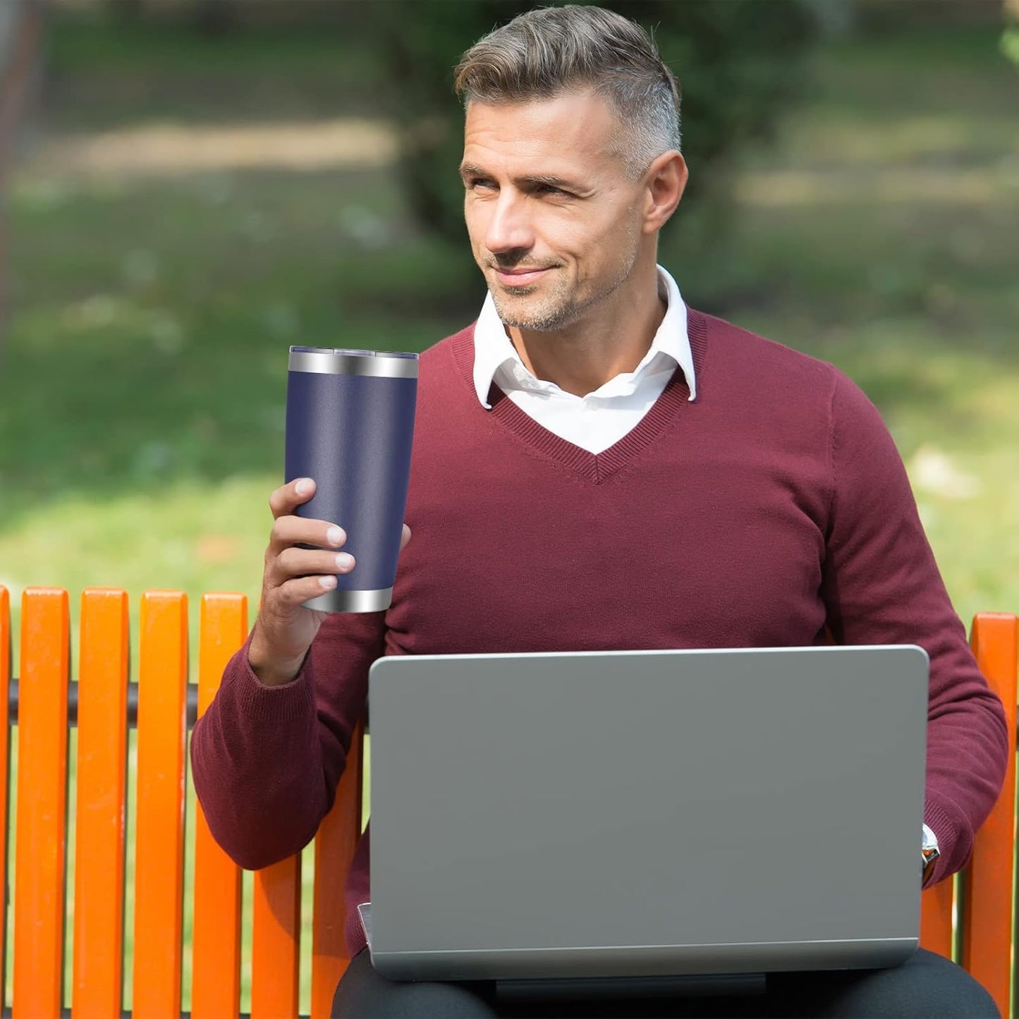 VEGOND 20oz Tumbler with Lid and Straw Stainless Steel Tumbler Cup Vacuum Insulated Double Wall Travel Coffee Mug Powder Coated Coffee Cup(Navy Blue 1 Pack)