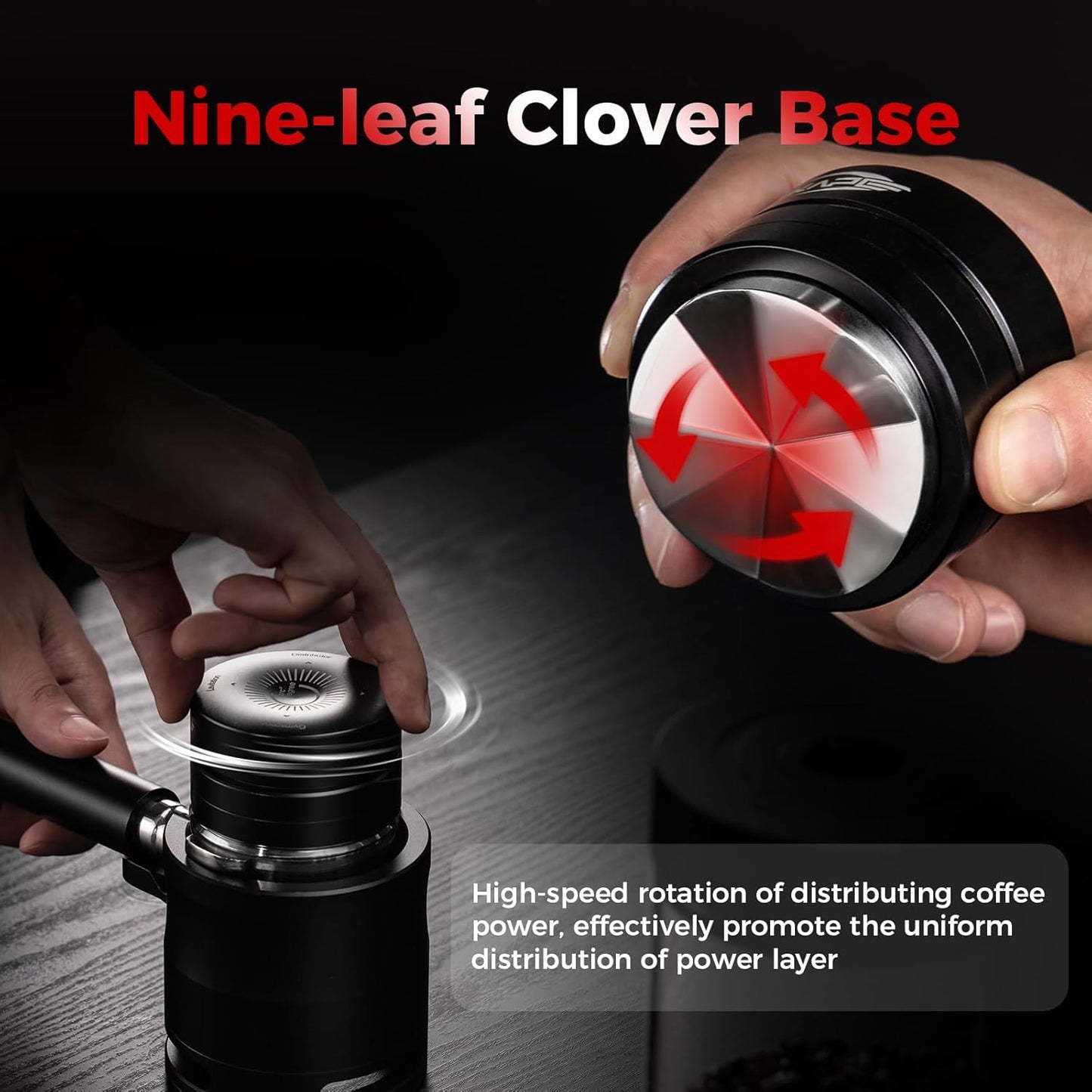 IKAPE 53.3MM Espresso Distributor, Dual-Bearing & High-Speed Rotation Coffee Distributor, Coffee Leveler, Espresso Tamper Tool, Adaptive Height Coffee Leveler for 54mm Portafilters