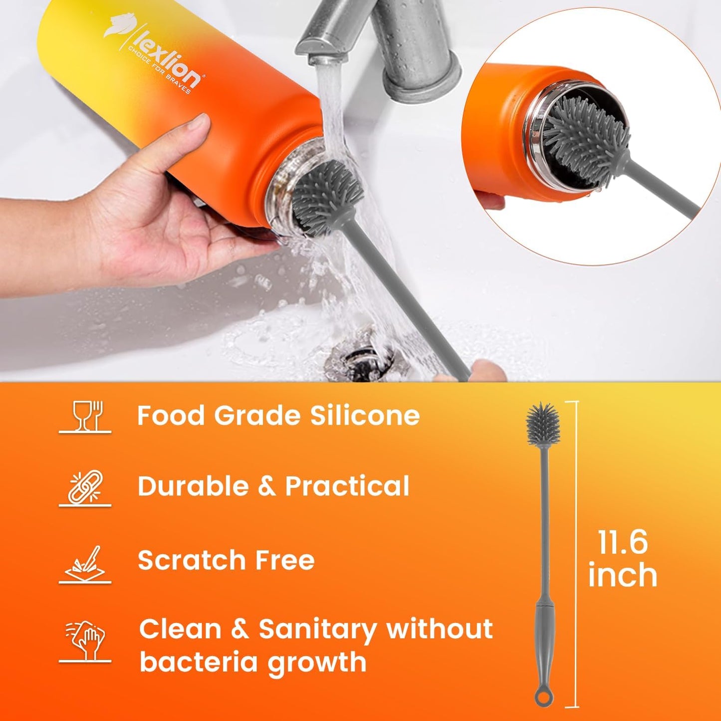 Lexlion 32 Oz Triple Walled Insulated Stainless Steel Fruit Infuser Bottle, Thermal Leaf Infuser, Silicone Sleeve, 3 Lids Leakproof, Metal Mug Gallon