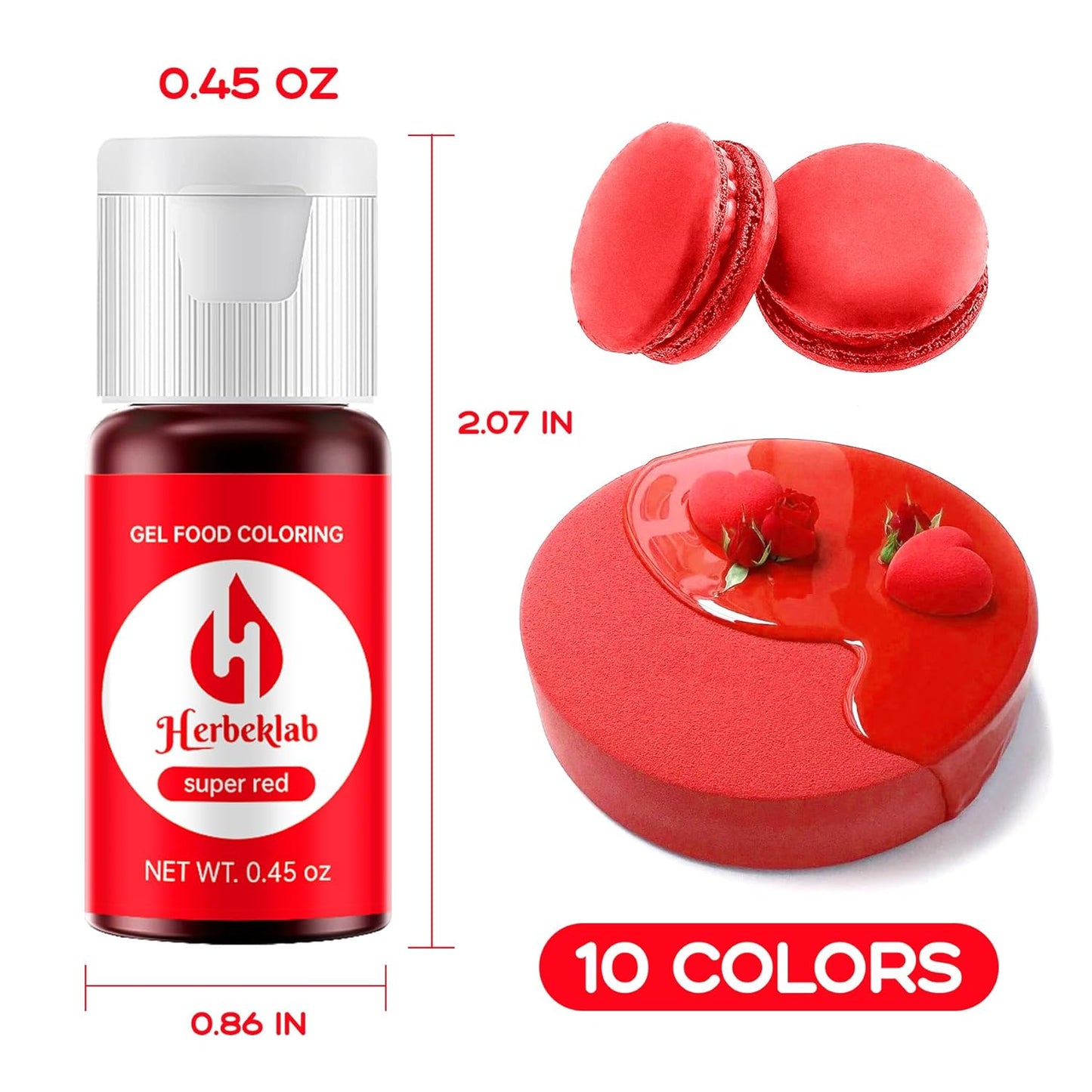 Gel Food Coloring - 10 Colors x 0.45 oz Concentrated Gel Based Food Dye Vibrant Icing Colors Professional-Grade Neon Food Color for Baking Cake Decorating Cookies Fondant