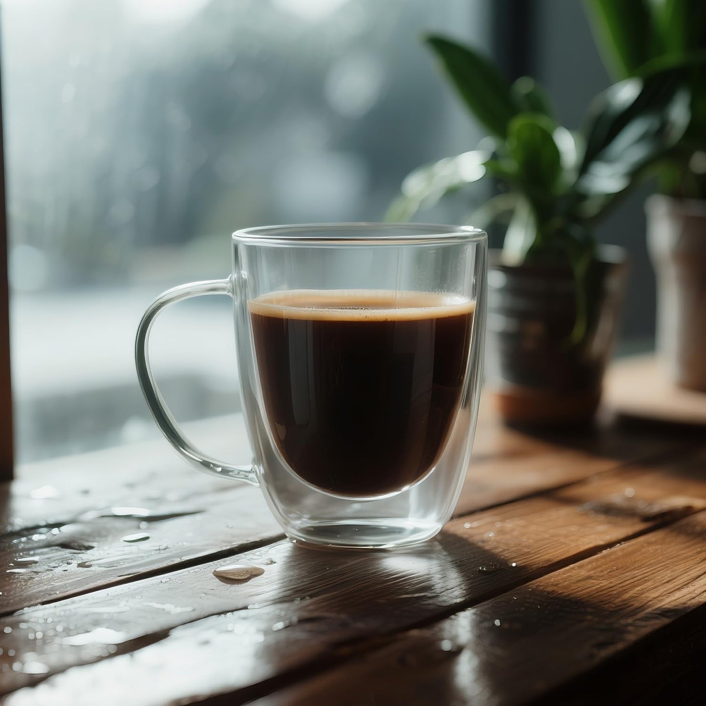 Double Wall Glass Coffee Mugs 12 OZ, Clear Coffee Cup With Handle,Insulated Coffee Mugs Set of 2 With Spoons Perfect for Espresso, Cappuccino, Latte, American,Tea Bag, Beverage