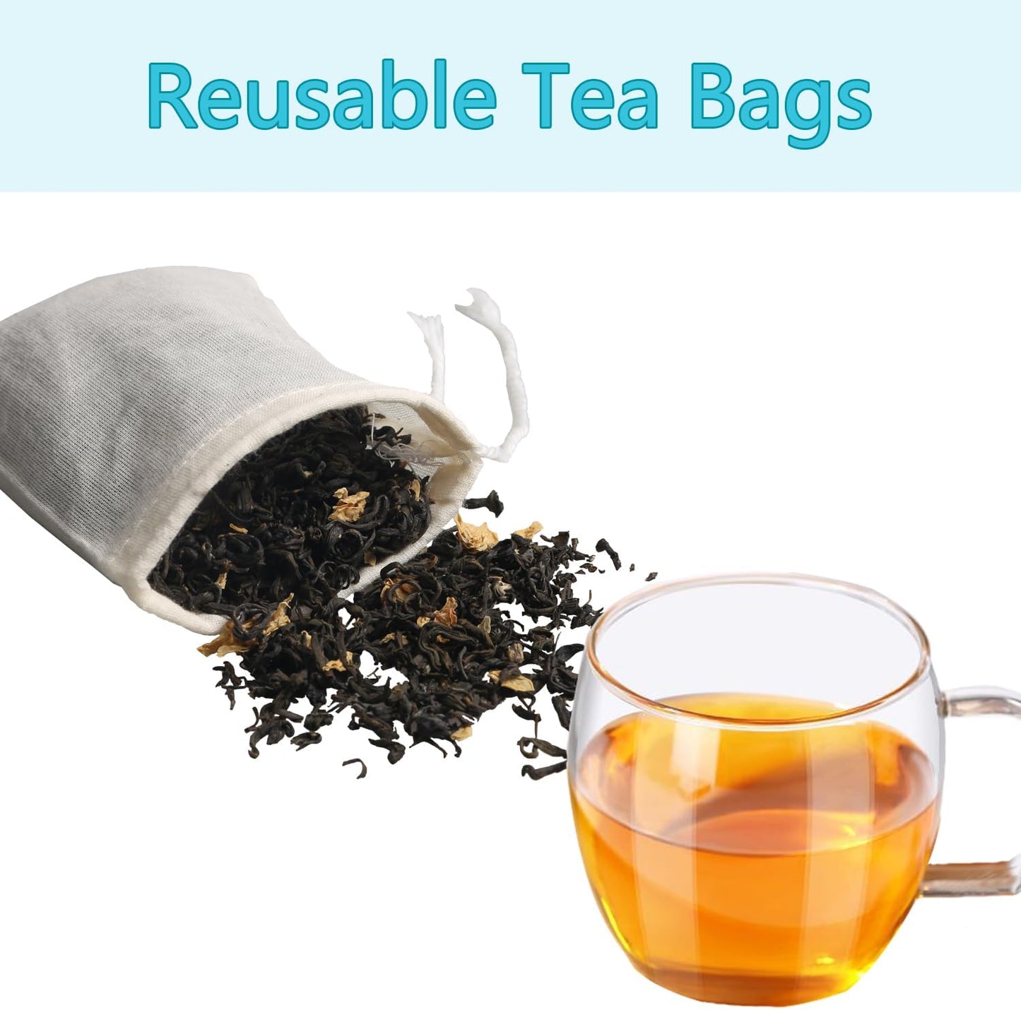 Eketirry Spice Bags, 20pcs Reusable Empty Tea Bags, Muslin Strainer Bags, Soup Bags for Cooking, Natural Cotton Fine Mesh Cheesecloth Bags for Cold Brew Coffee(3 x4" &4 x6")