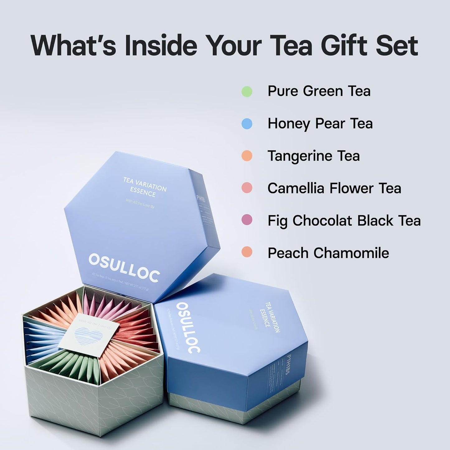OSULLOC TEA VARIATION ESSENCE (42 Count, 6 Types x 7 ea), Mother's Day Tea Gift Set, Special Thank You Card attached