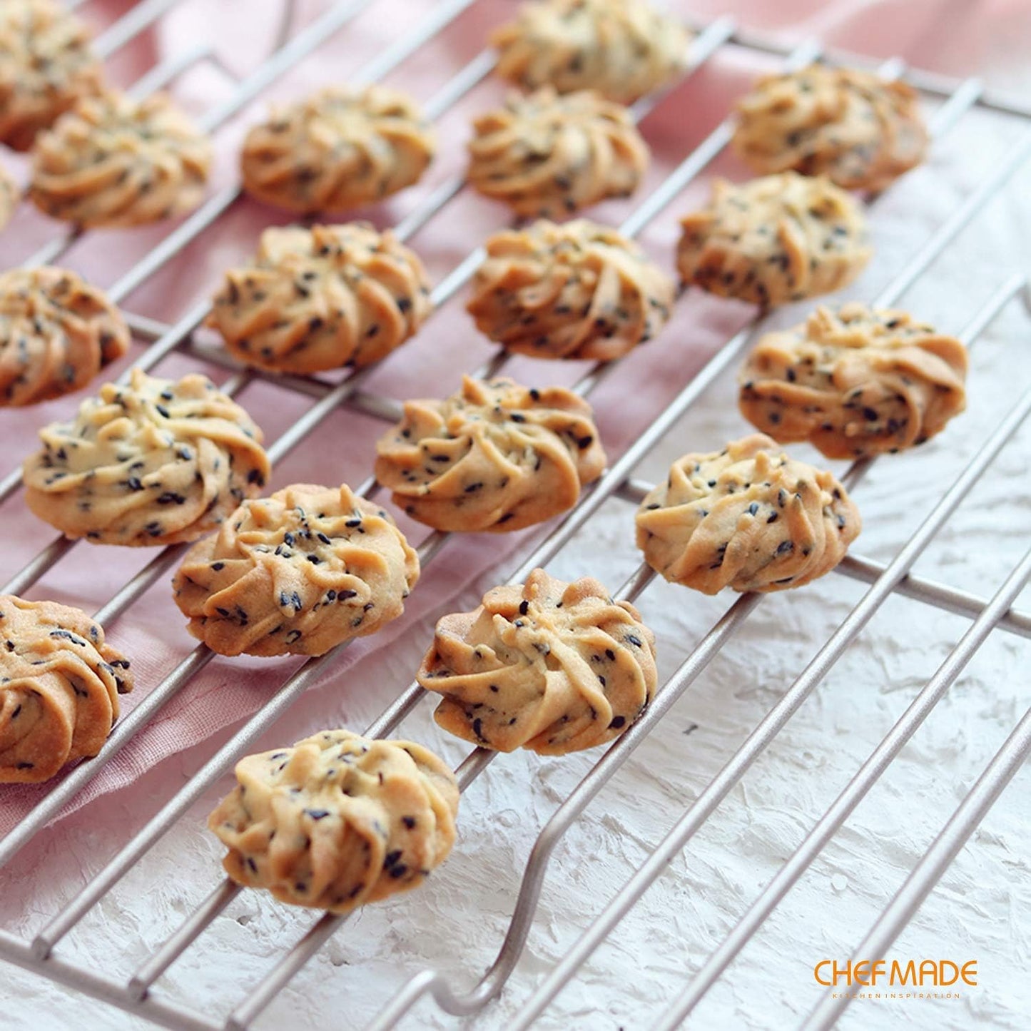 CHEFMADE Baking and Cooling Rack, 10.8-Inch Non-Stick Square Wire Rack for Oven Baking (Champagne Gold)