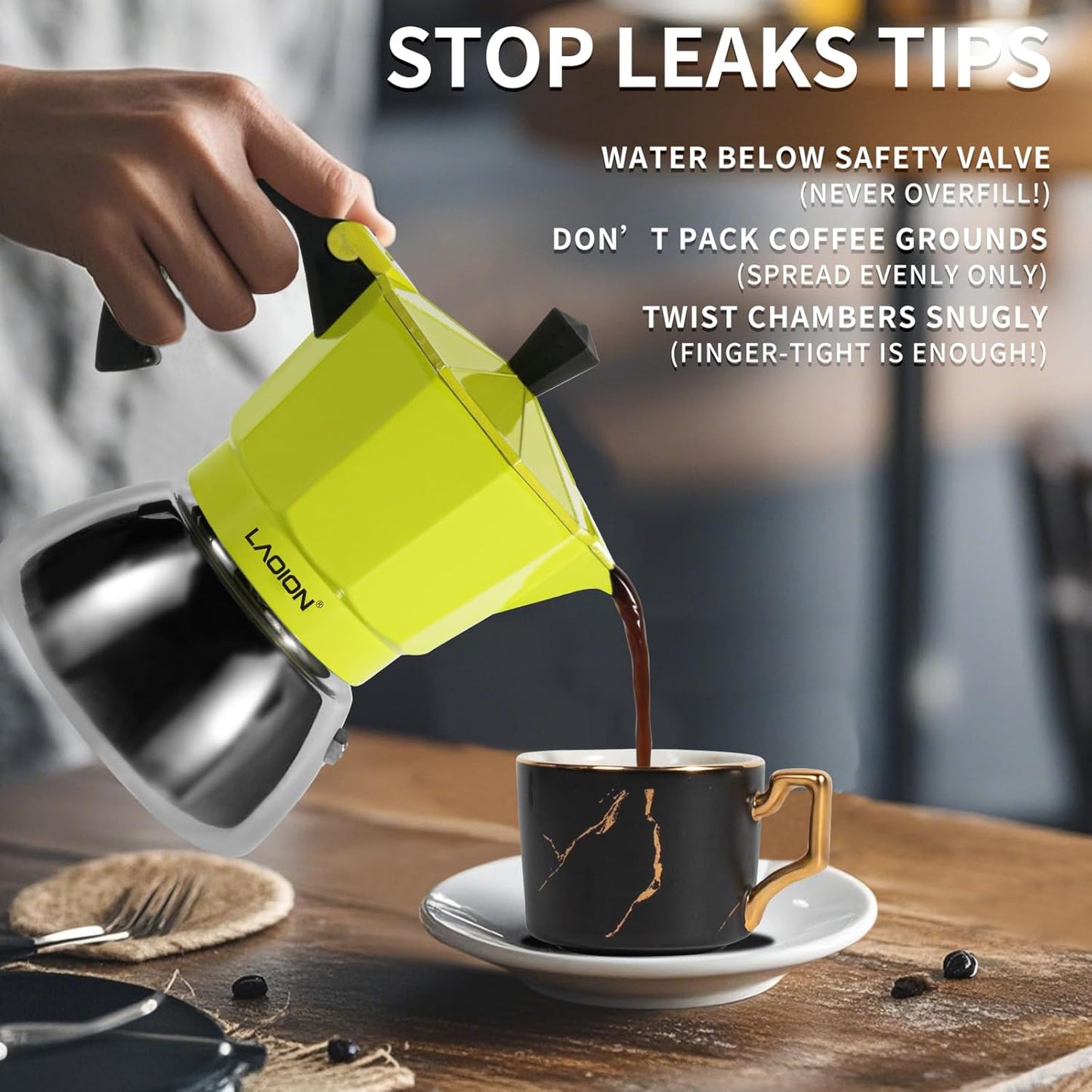 Stovetop Espresso Maker, 3Cup Moka Pot, Espresso Machine Compatible with Induction Cooktops, 150ml Stainless Steel & Aluminum Cuban Coffee Maker for Cafetera Cubana, Green