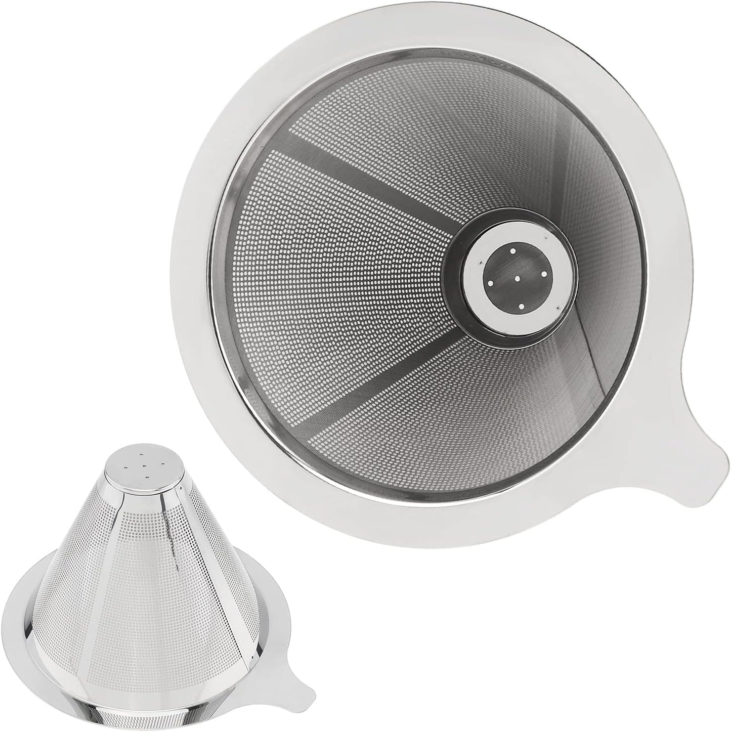 TQEONKL Pour Over Coffee Dripper,Paperless Reusable Coffee Filter,Metal Cone Reusable Single Cup Coffee Maker (2-4 cups)